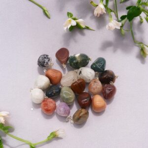 Mixed Silver Plated Crystal Tumbled Stone Pendants
