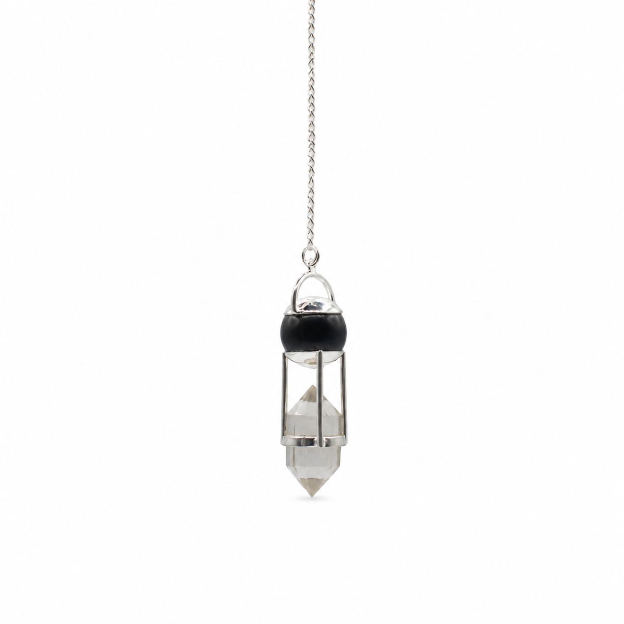 Shadow Seer - Double Power Pendulum - Obsidian Globe - Clear Quartz Double Terminated - Image 3