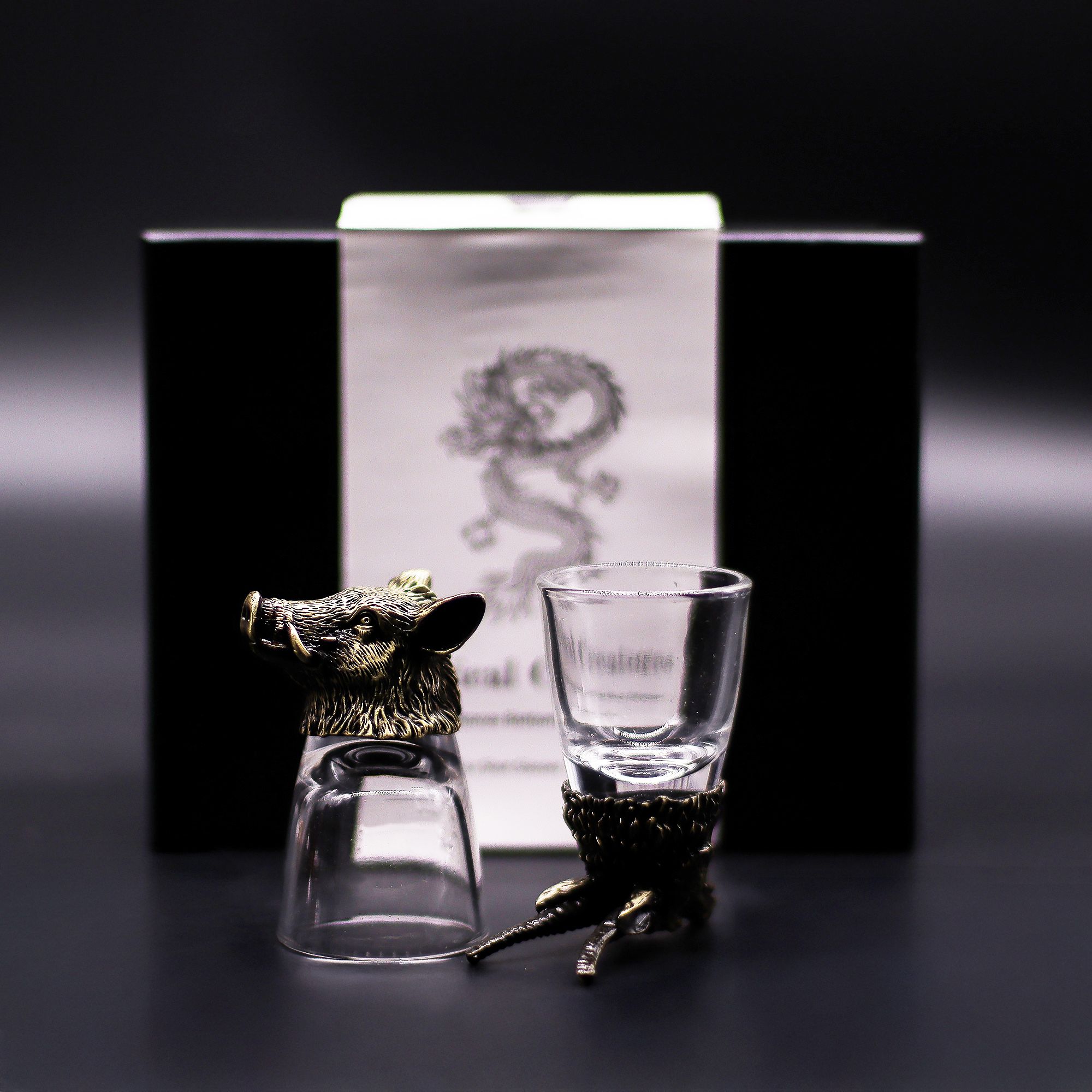 Gift Set of 6 Shot Glasses (50ml) - Wild Forest Creatures - Antique Bronze - Image 5
