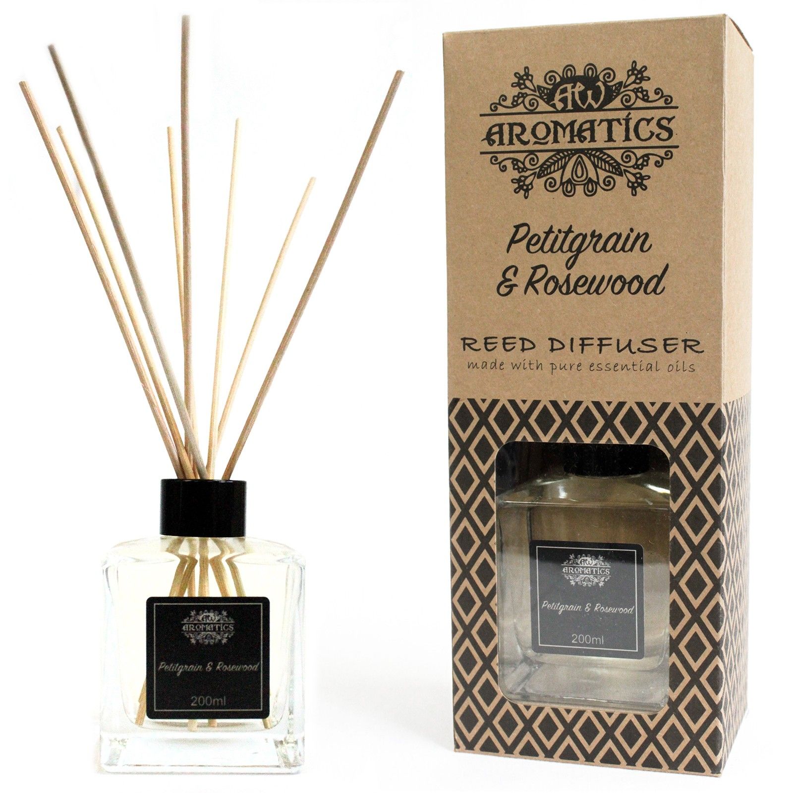 200ml Petitgrain & Rosewood Essential Oil Reed Diffuser - Image 3