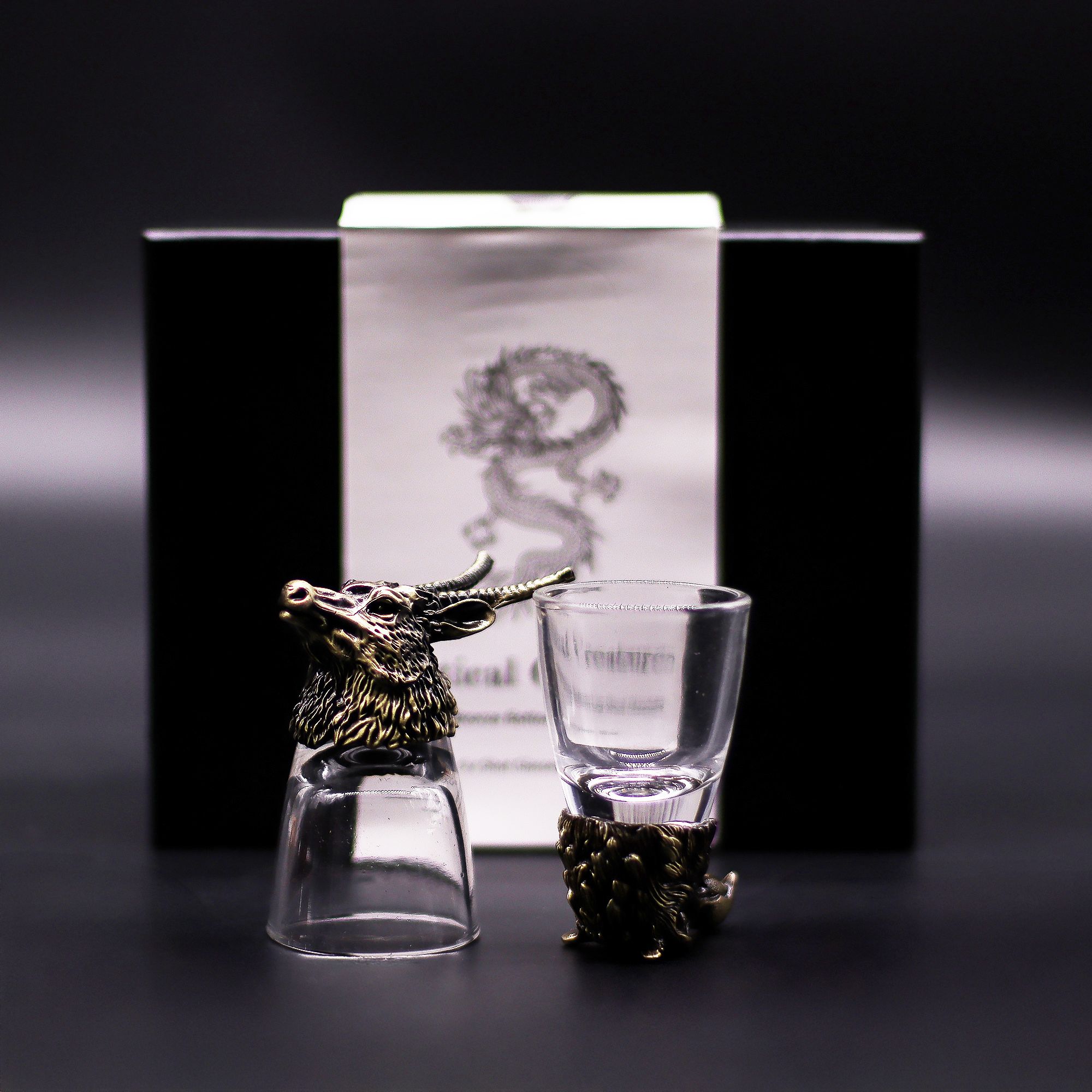 Gift Set of 6 Shot Glasses (50ml) - Wild Forest Creatures - Antique Bronze - Image 6