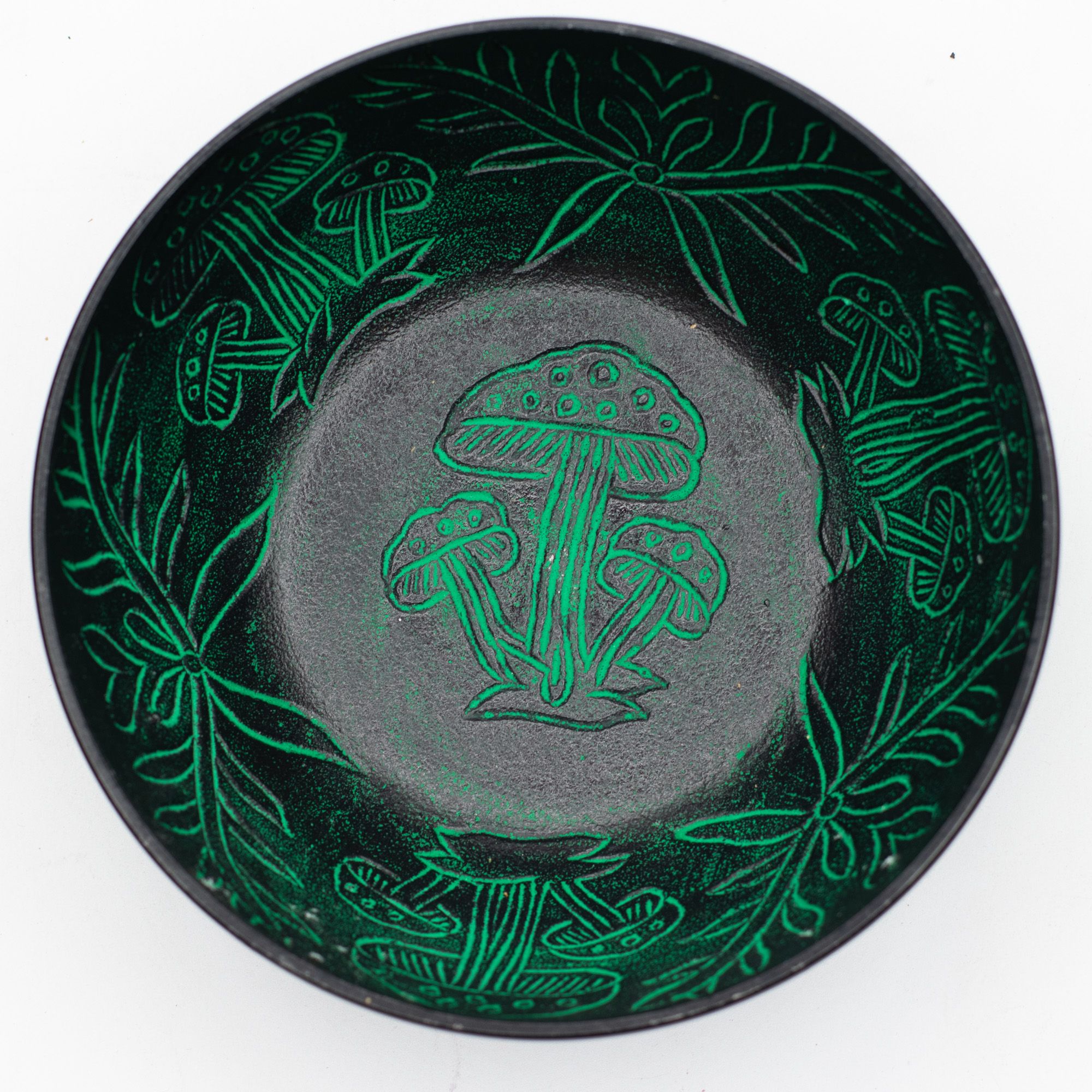 Aluminum Singing Bowl - Magic Mushroom - Green (20cm) - Image 2