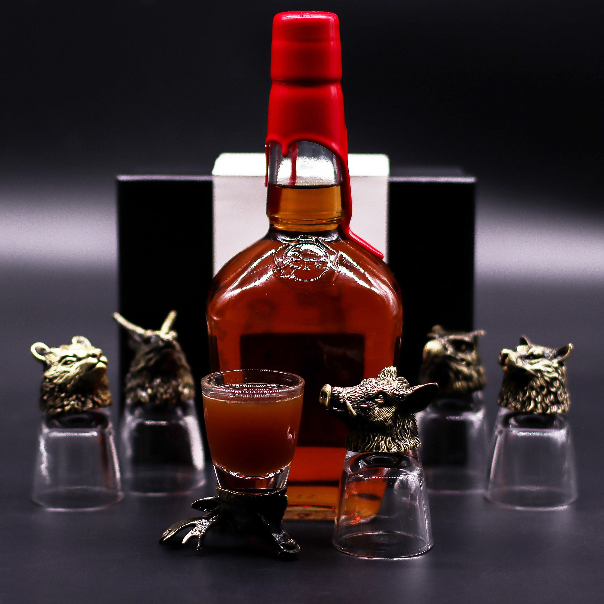 Gift Set of 6 Shot Glasses (50ml) - Wild Forest Creatures - Antique Bronze - Image 8