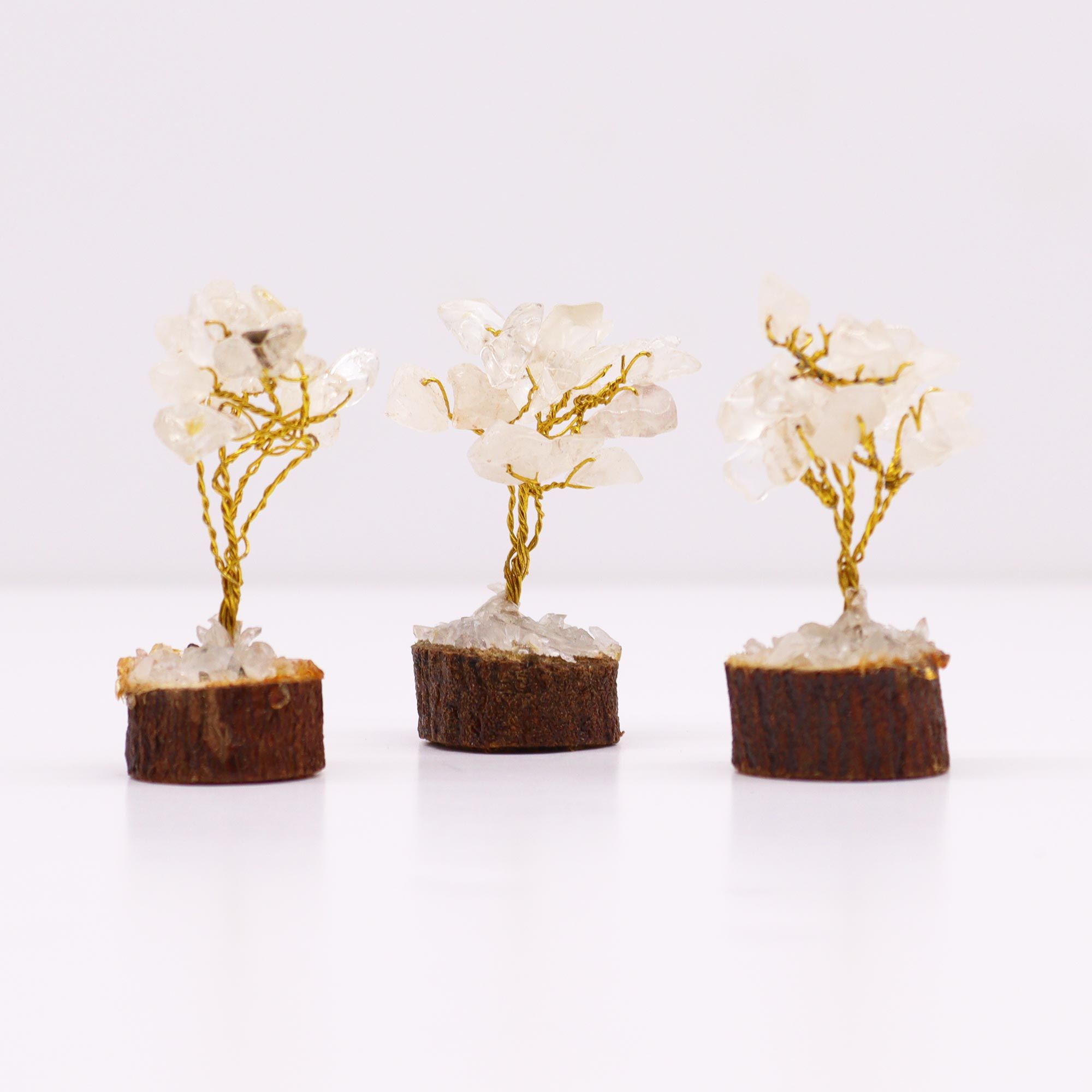 Mini Gemstone Trees On Wood Base - Rock Quartz (15 stones) - Image 5