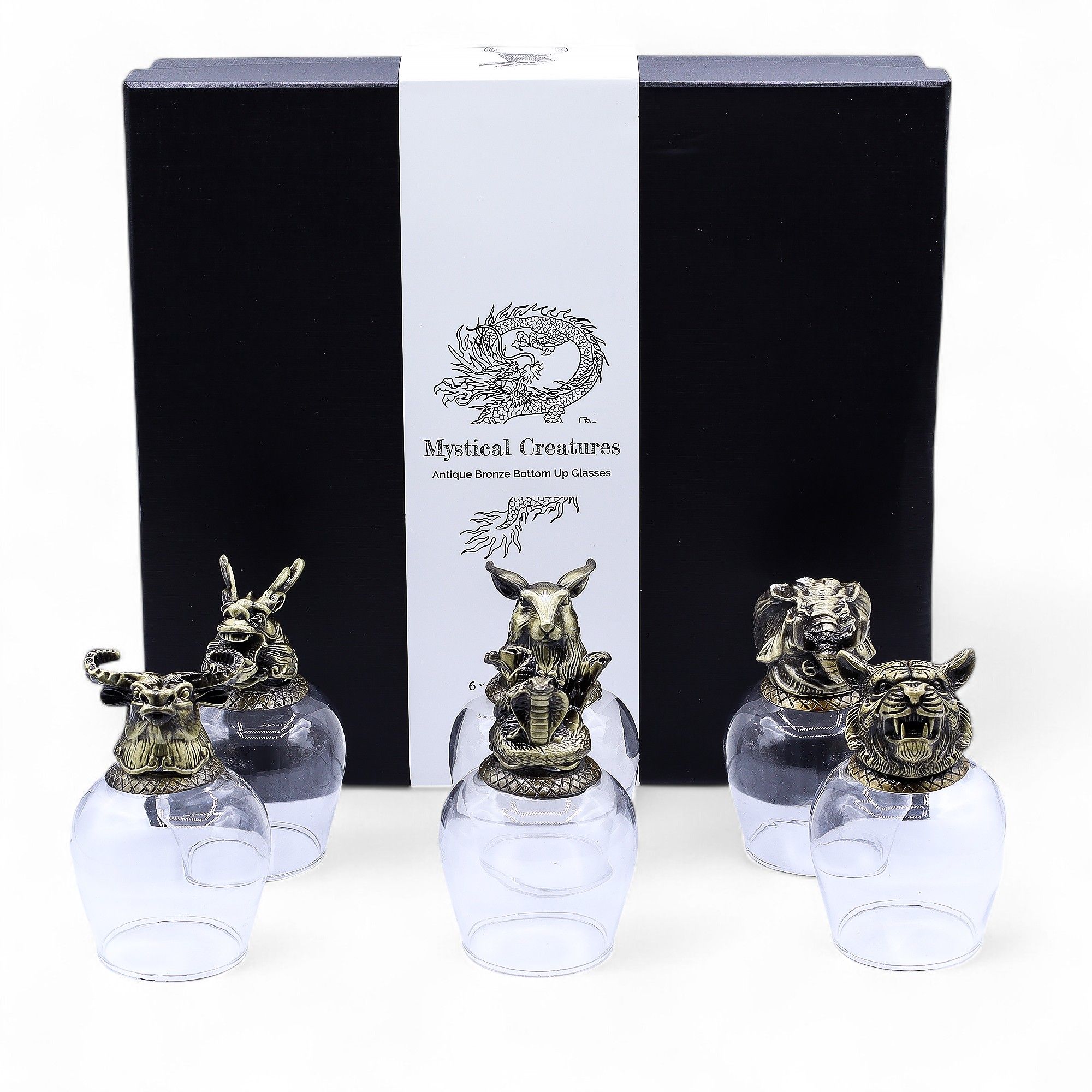 Gift Set of 6 Glasses (100ml) - Mystical Creatures - Antique Bronze - Image 2
