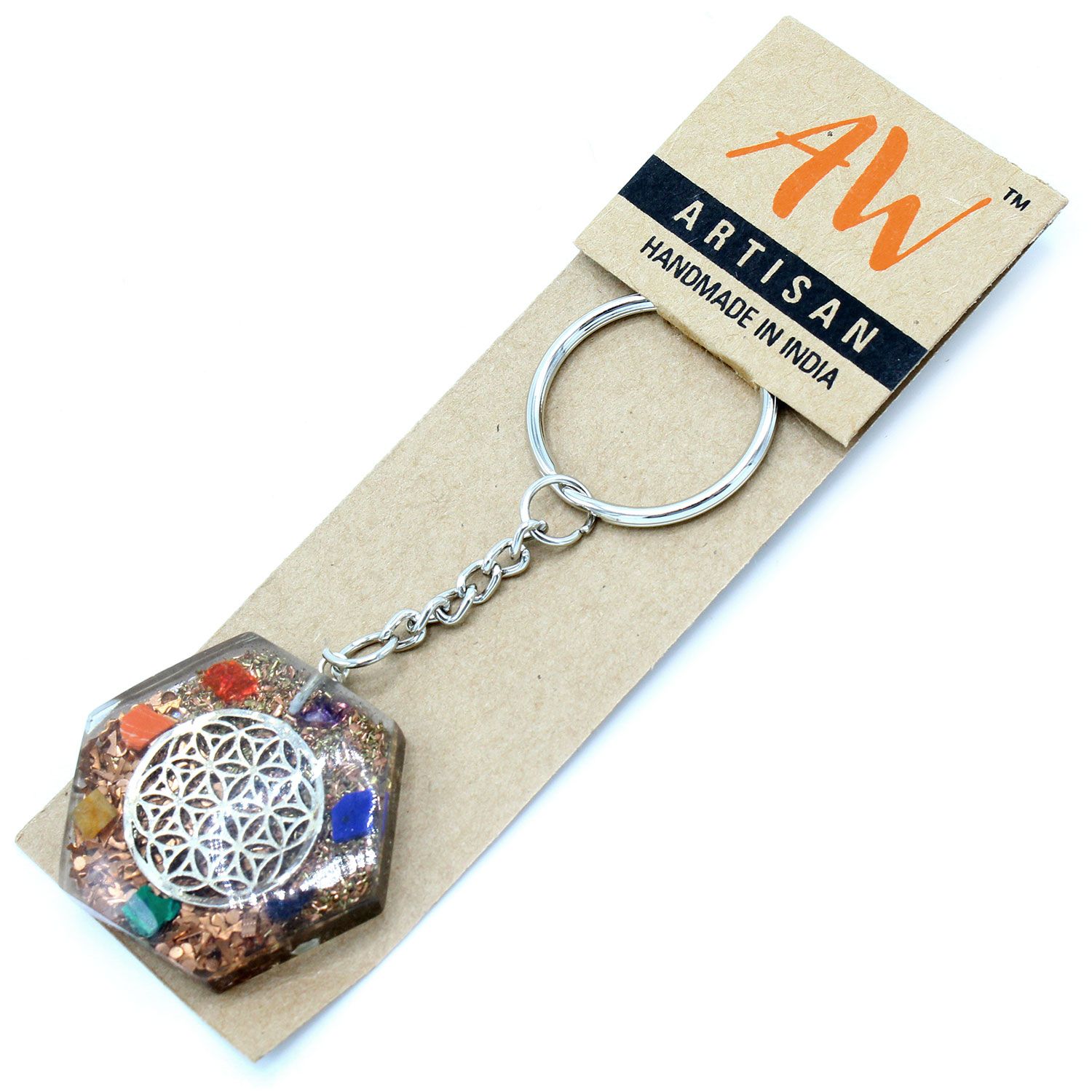 Orgonite Power Keyring - Octagon Flower of Life - Image 2