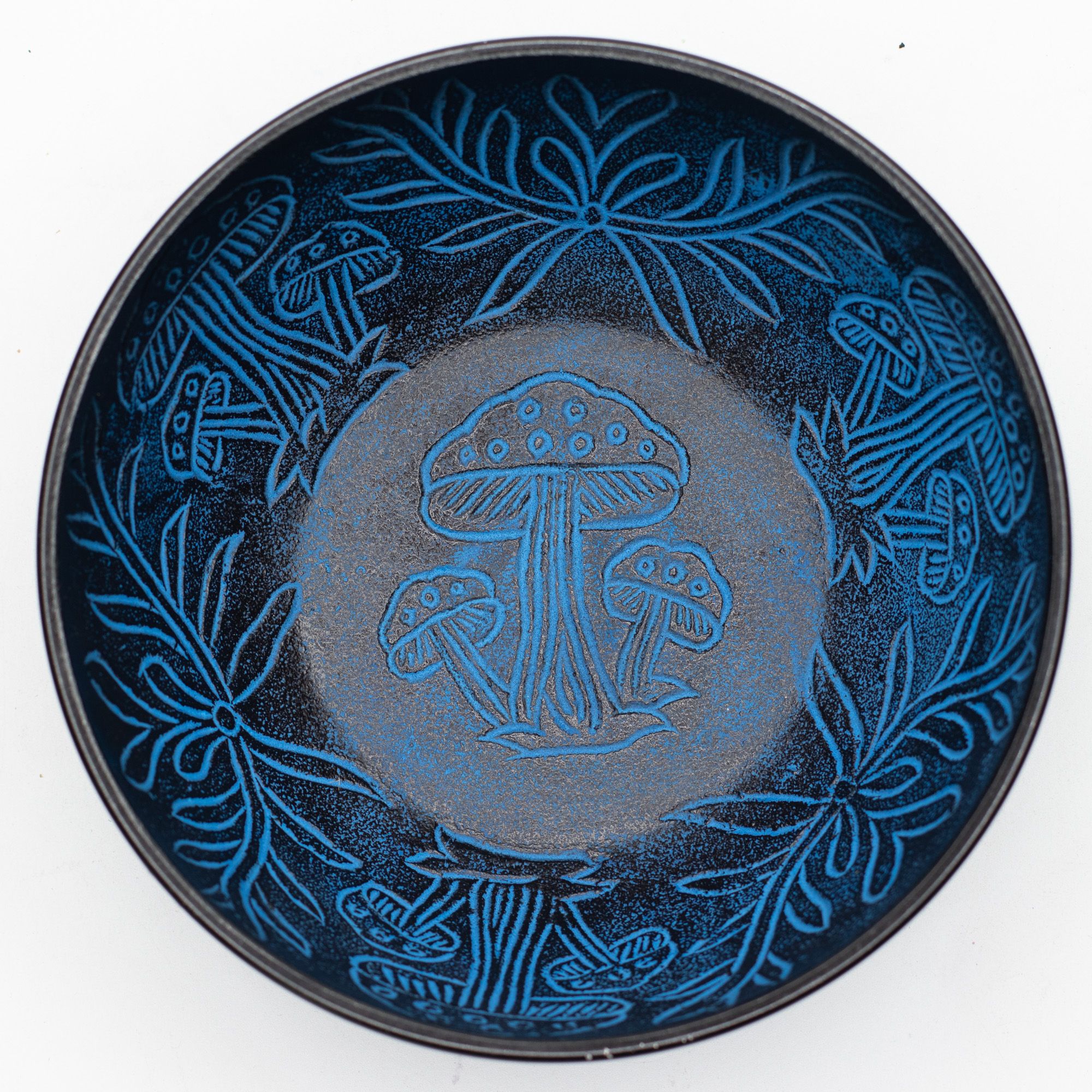 Aluminum Singing Bowl - Magic Mushroom - Blue (20cm) - Image 2
