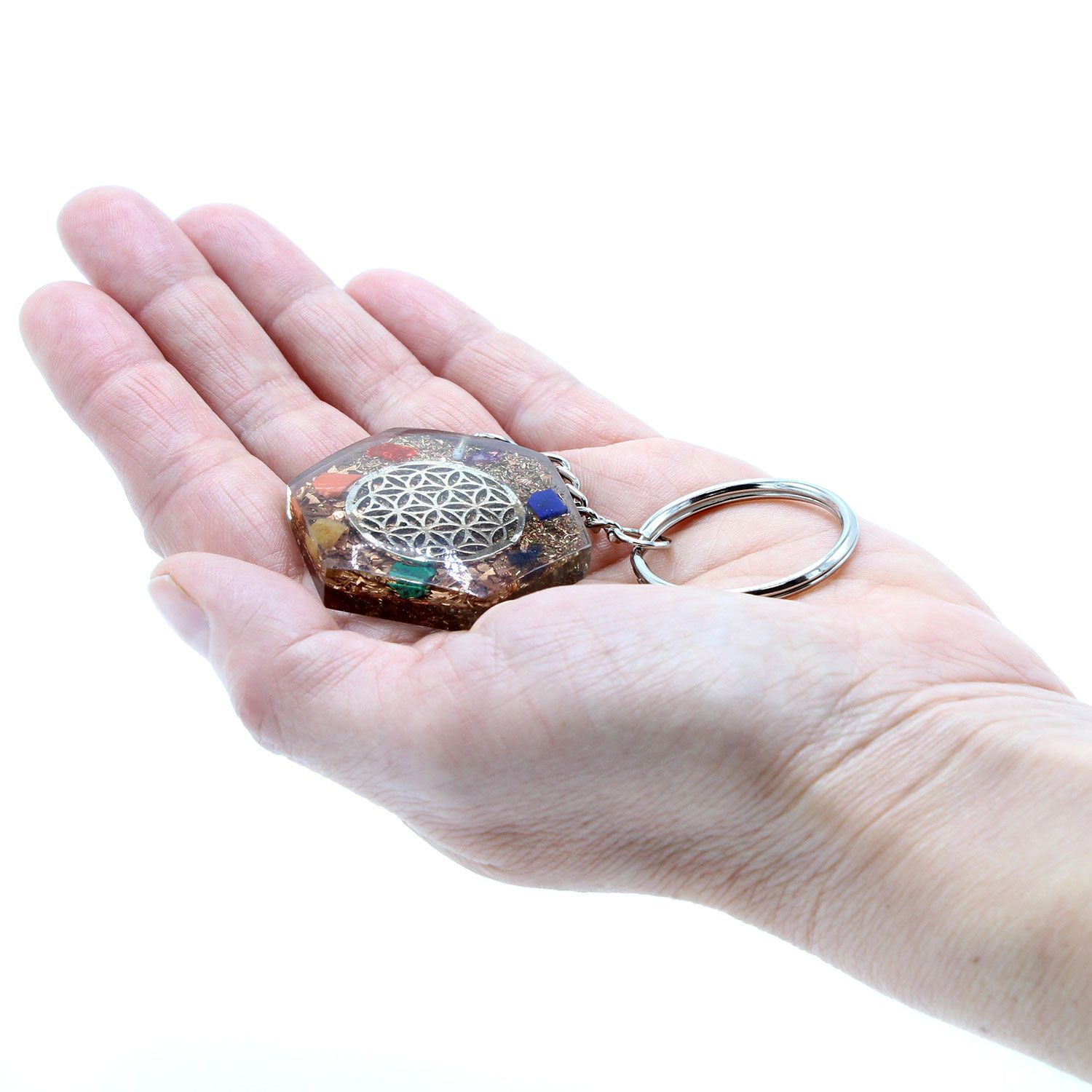 Orgonite Power Keyring - Octagon Flower of Life - Image 6