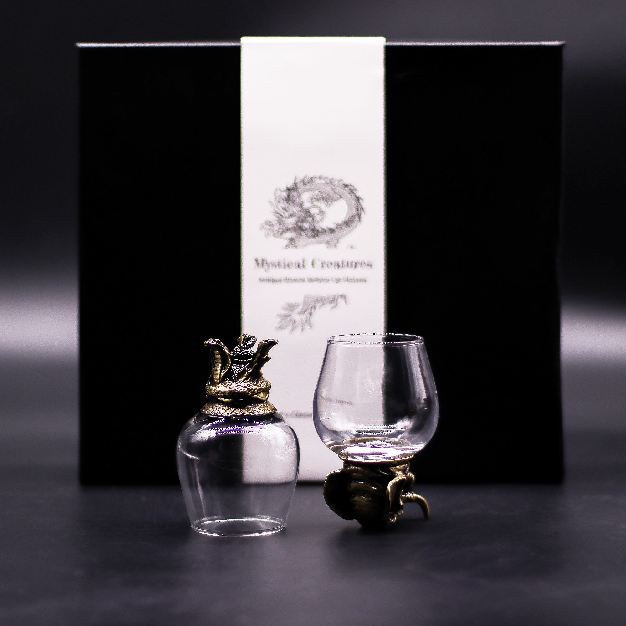 Gift Set of 6 Glasses (100ml) - Mystical Creatures - Antique Bronze - Image 4