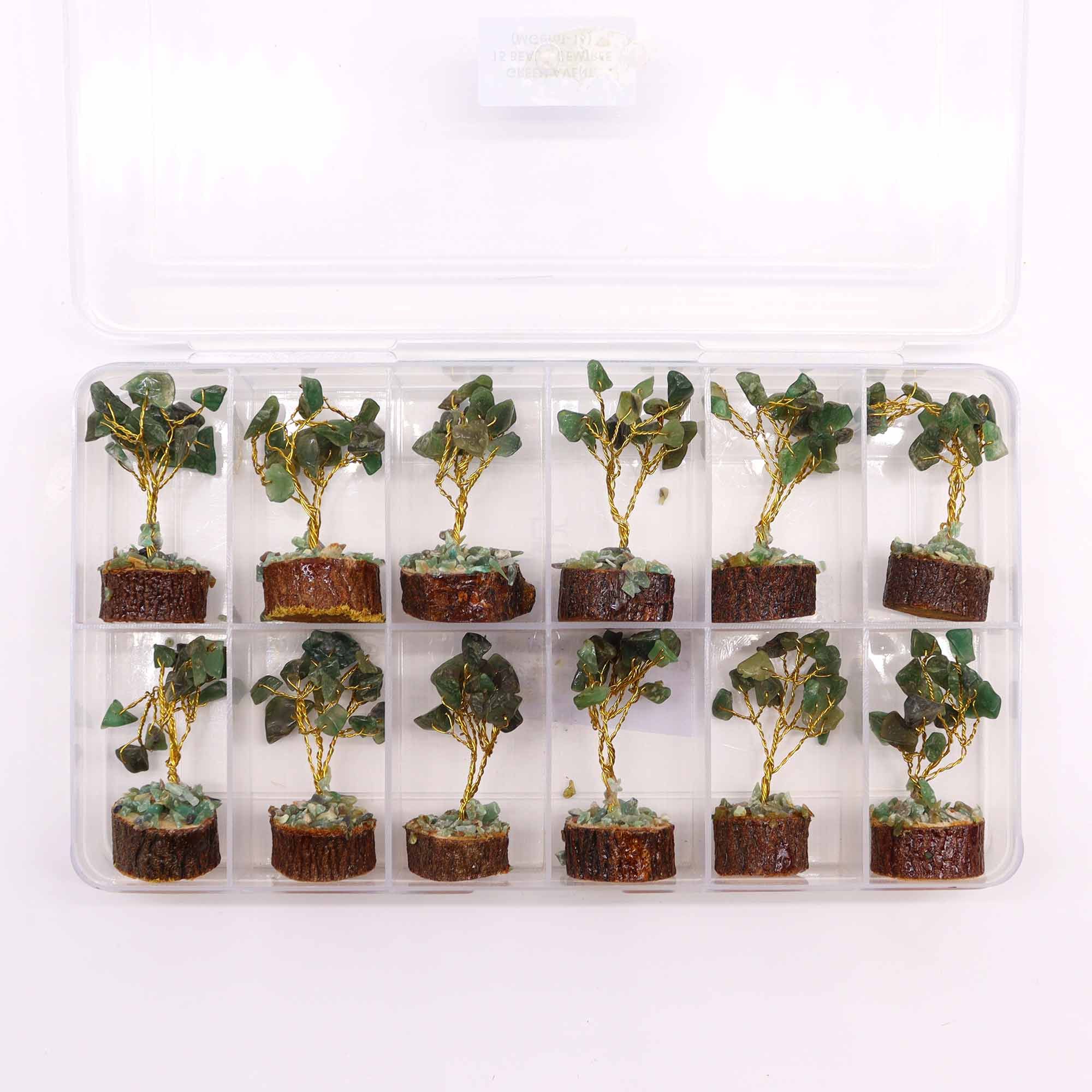 Mini Gemstone Trees On Wood Base - Green Aventurine (15 stones) - Image 5