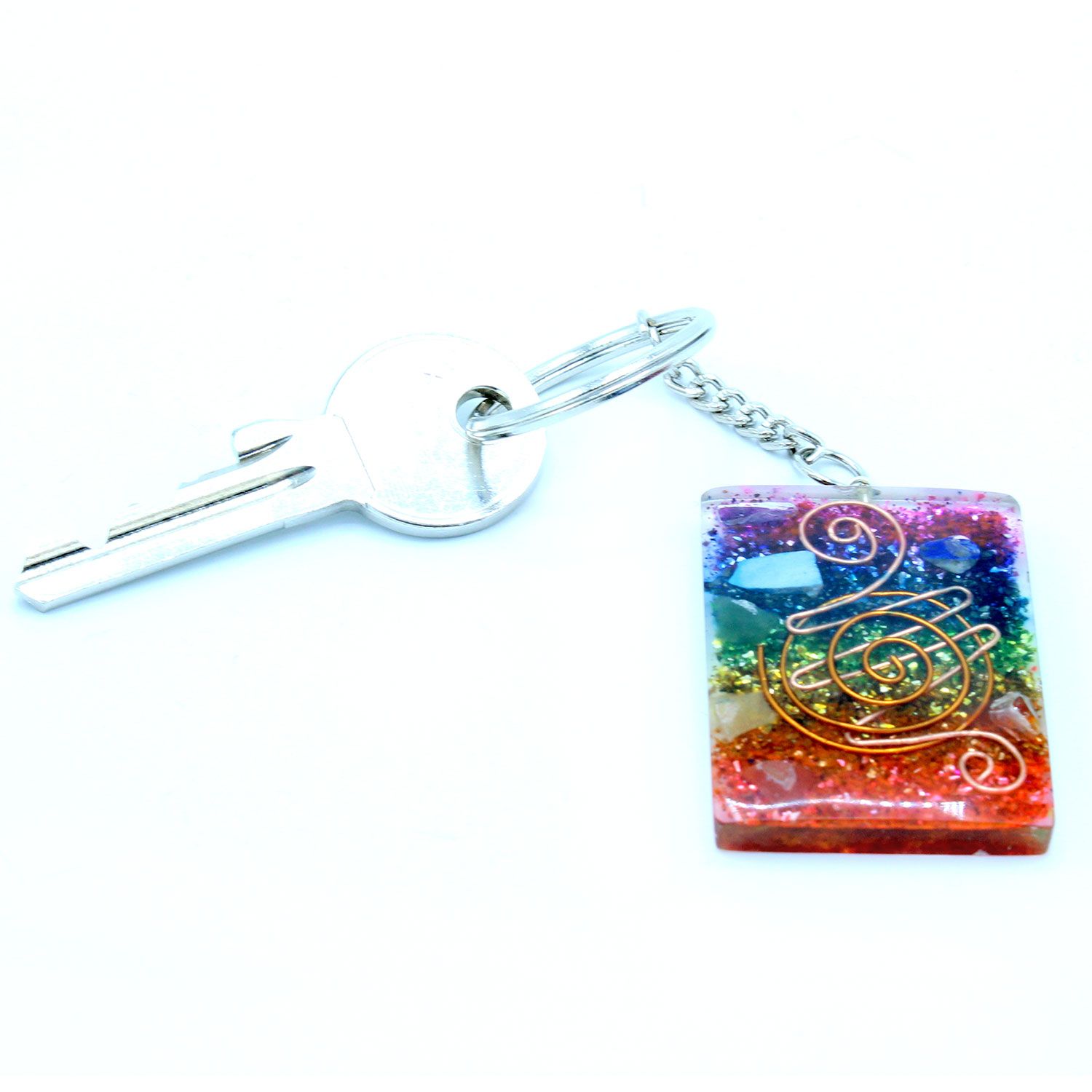 Orgonite Power Keyring - Home Protect Copper and Chakra - Image 3