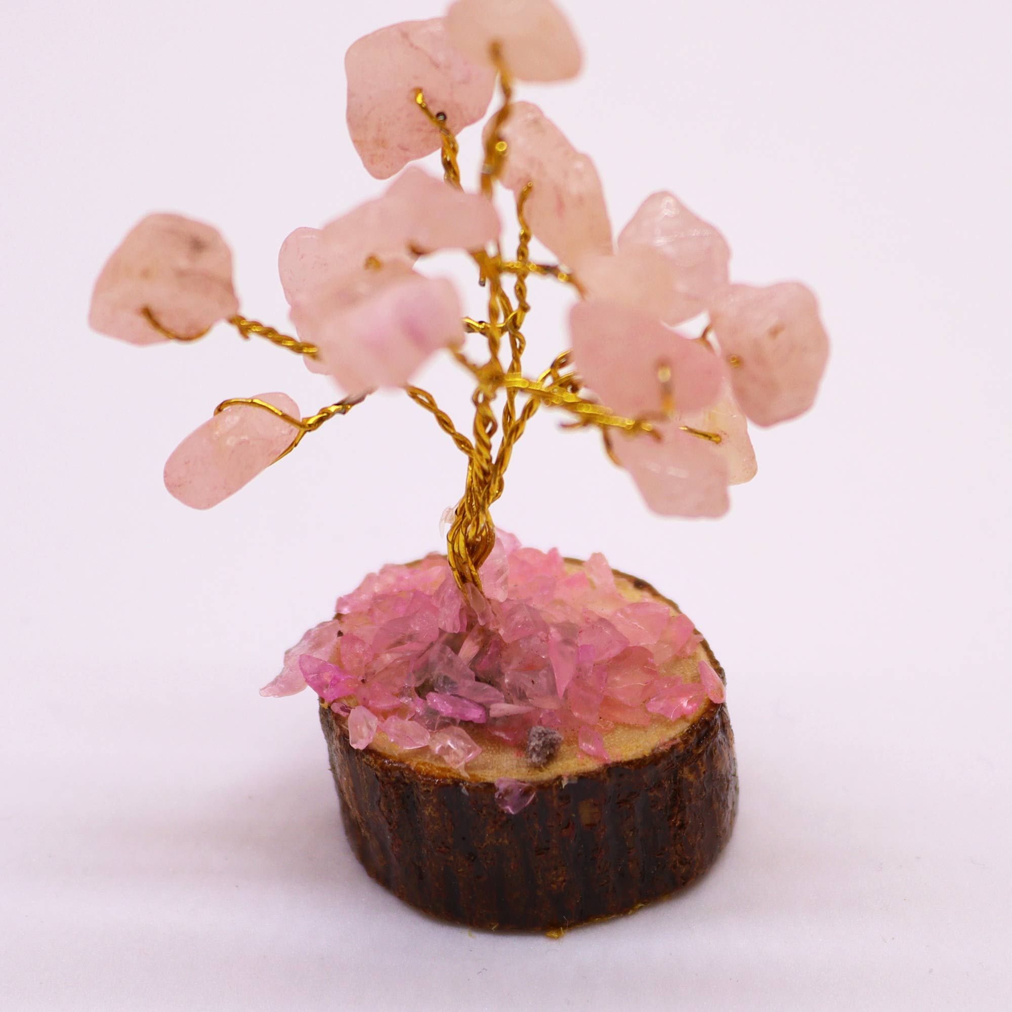 Mini Gemstone Trees On Wood Base - Rose Quartz (15 stones) - Image 6