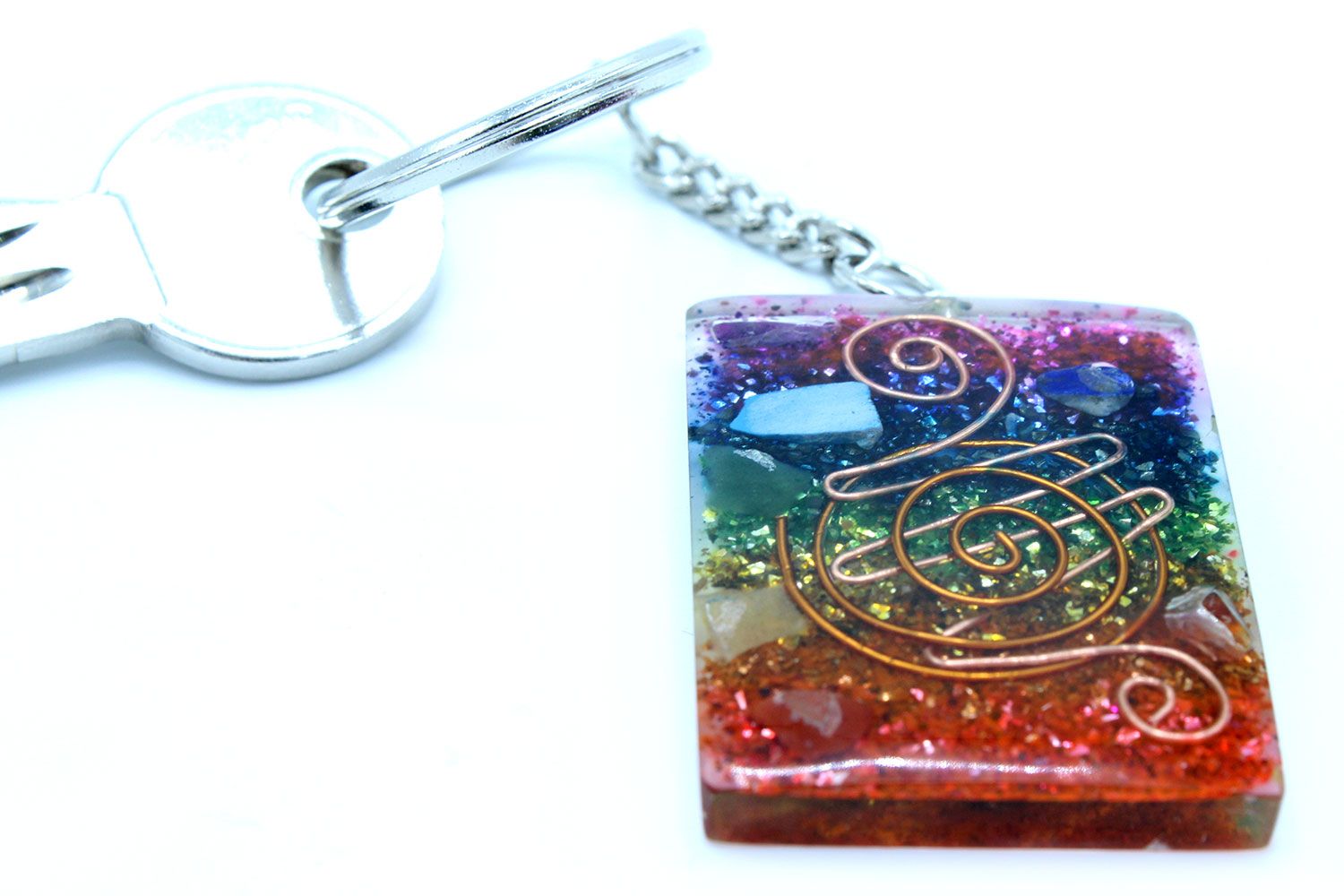 Orgonite Power Keyring - Home Protect Copper and Chakra - Image 6