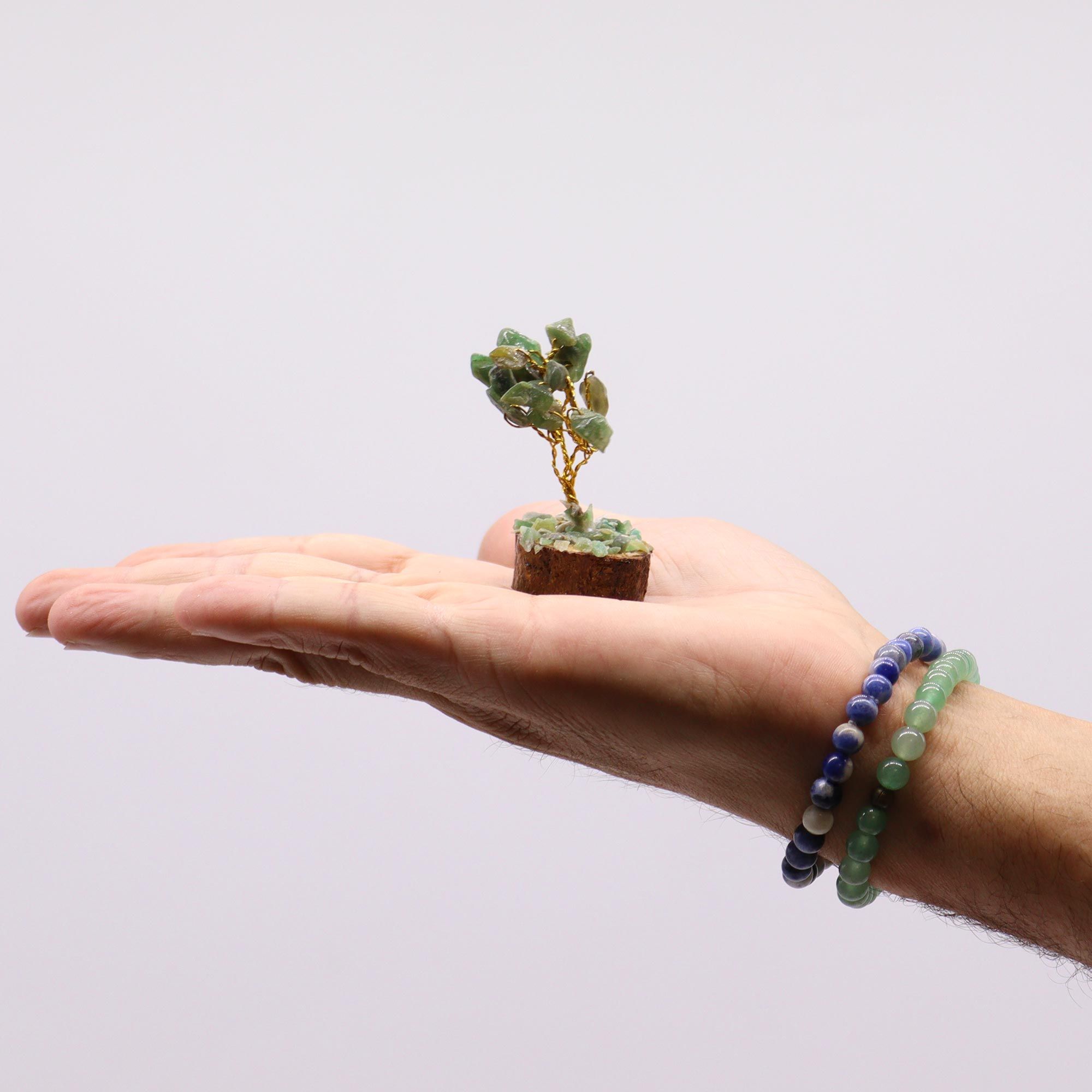 Mini Gemstone Trees On Wood Base - Green Aventurine (15 stones) - Image 3