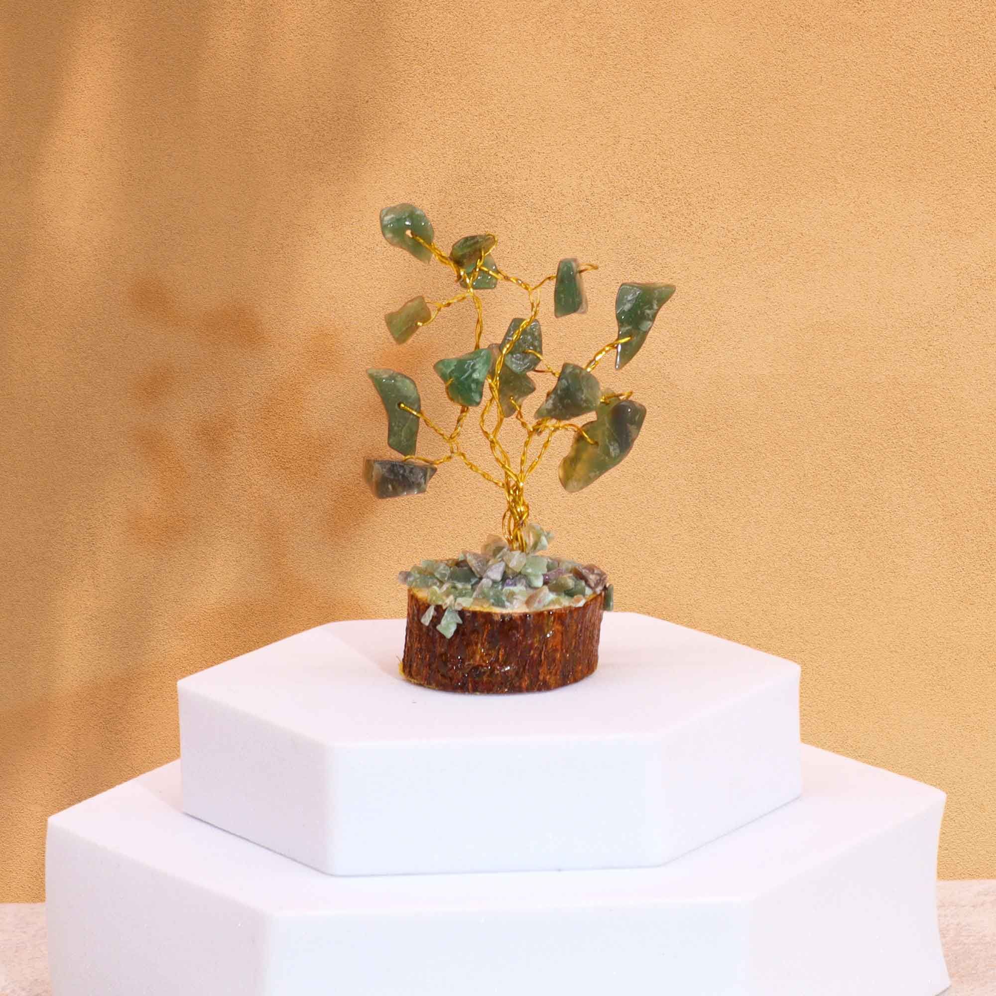 Mini Gemstone Trees On Wood Base - Green Aventurine (15 stones) - Image 6