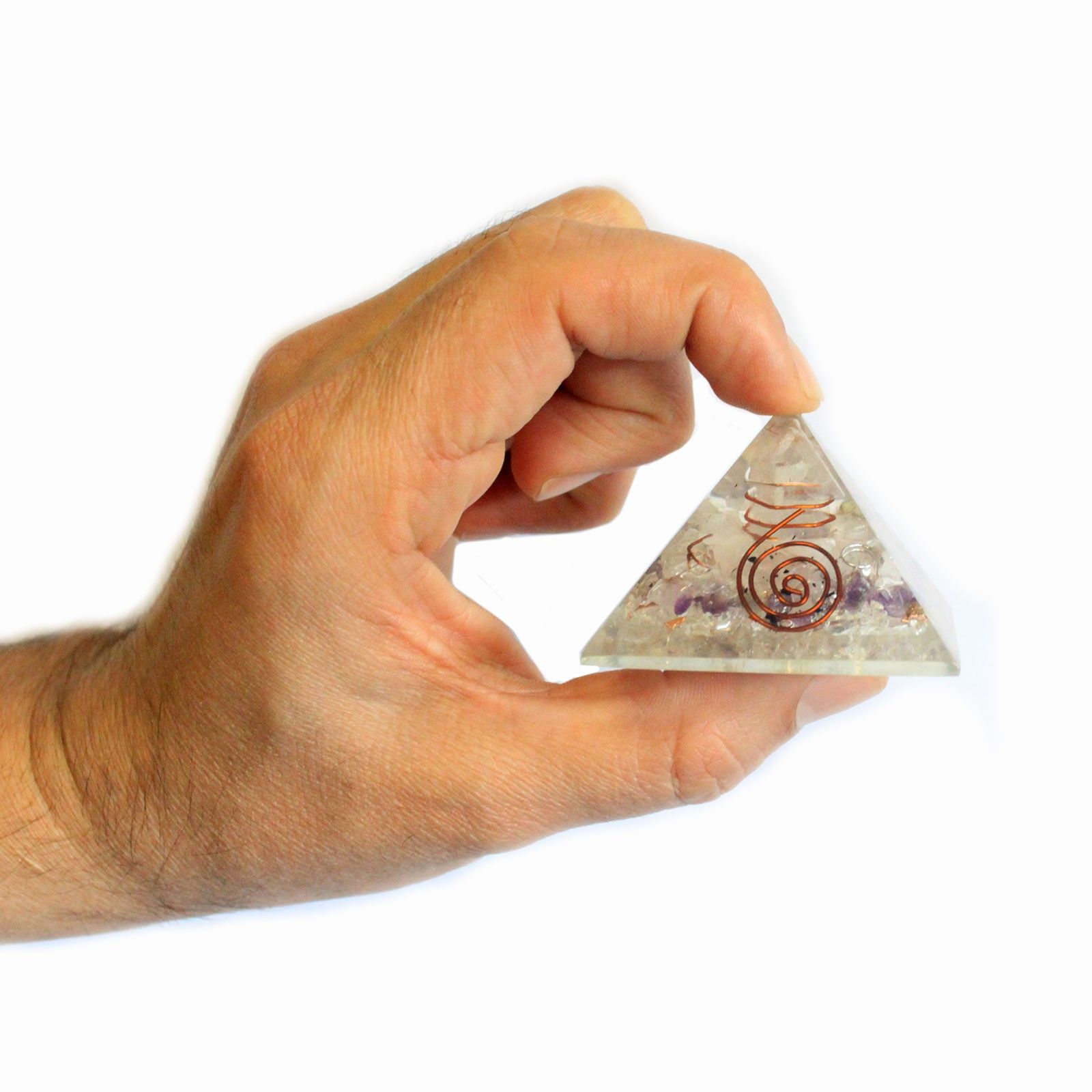 Med Orgonite Pyramid 55mm Gemchips and Copper - Image 2