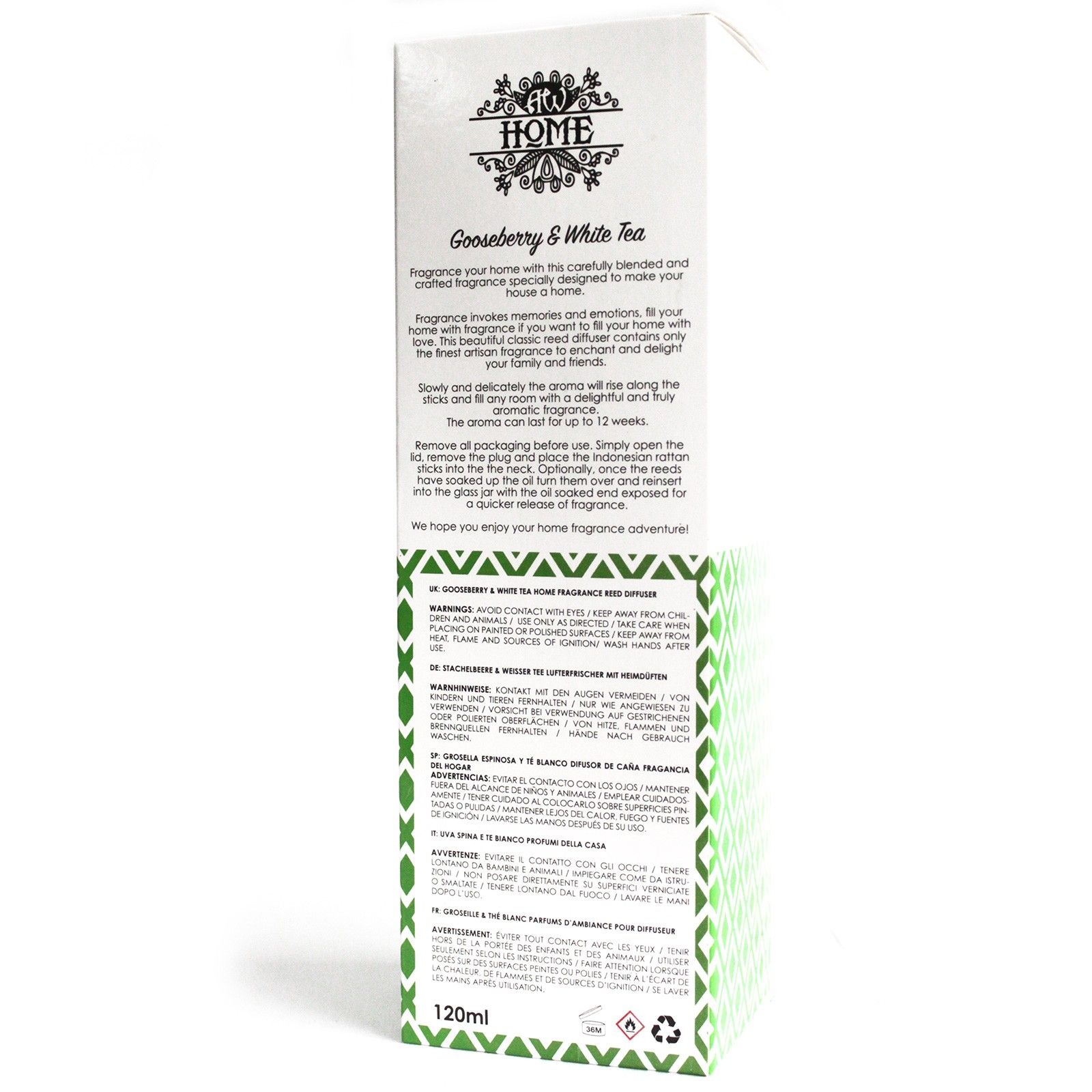 120ml Reed Diffuser - Gooseberry & White Tea - Image 5