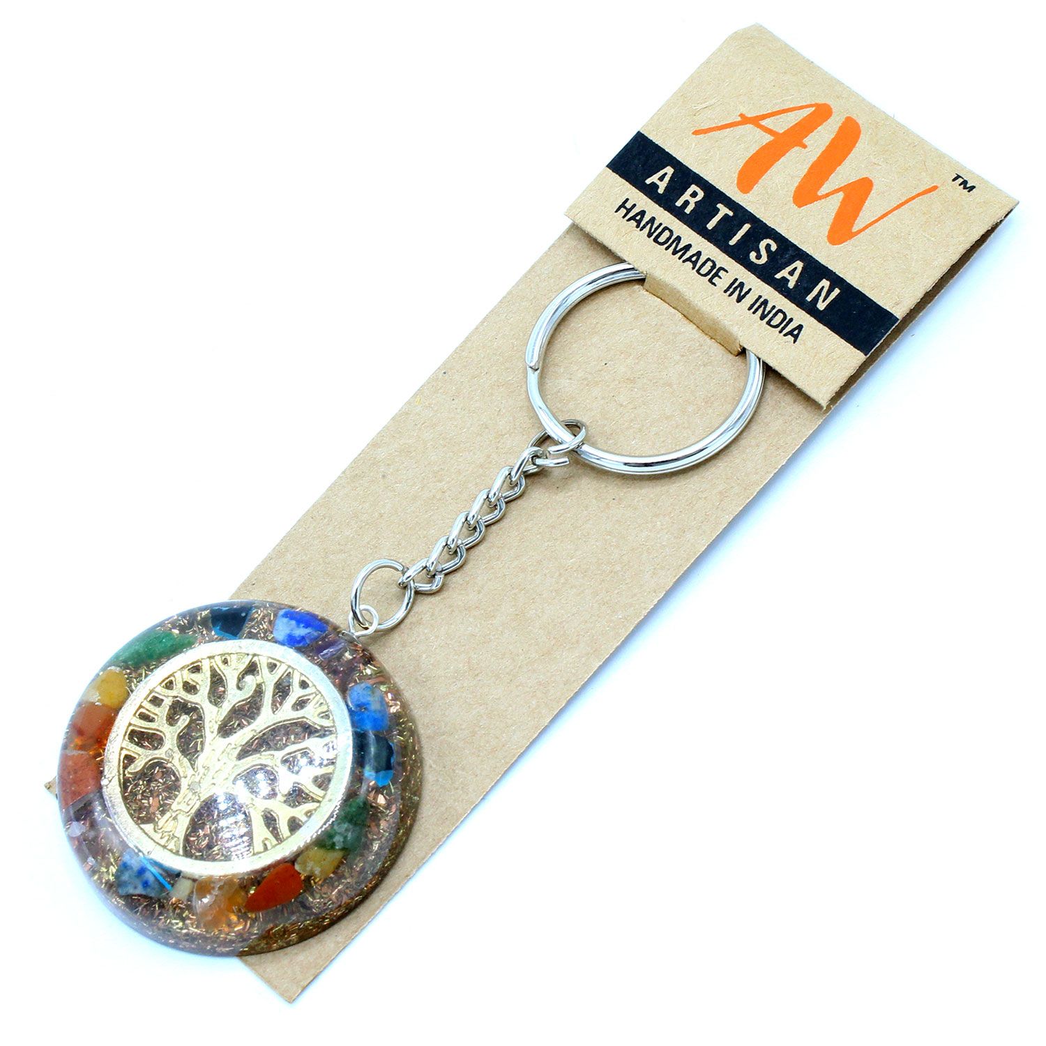 Orgonite Power Keyring - Gemstones Chakra Tree of Life - Image 3