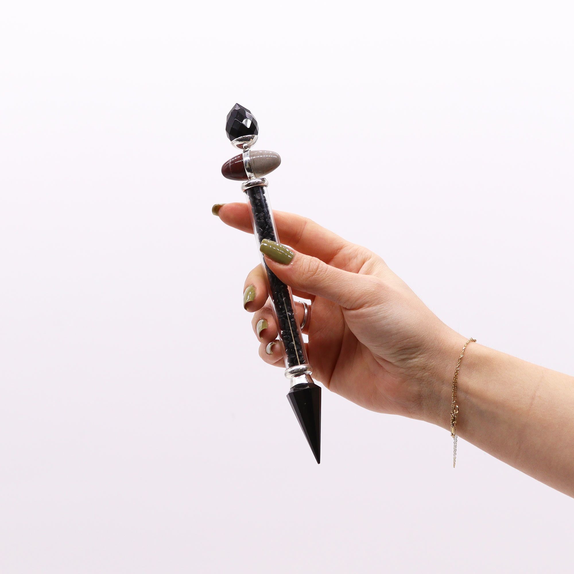 Shiva Lingam Magic Wand - Black Tourmaline & Agate - Protection - Image 2