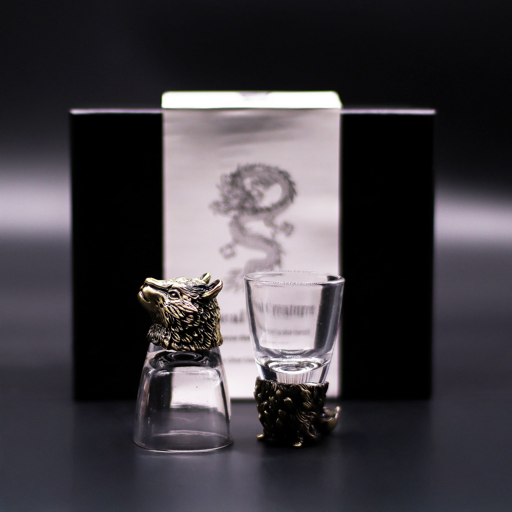 Gift Set of 6 Shot Glasses (50ml) - Wild Forest Creatures - Antique Bronze - Image 3