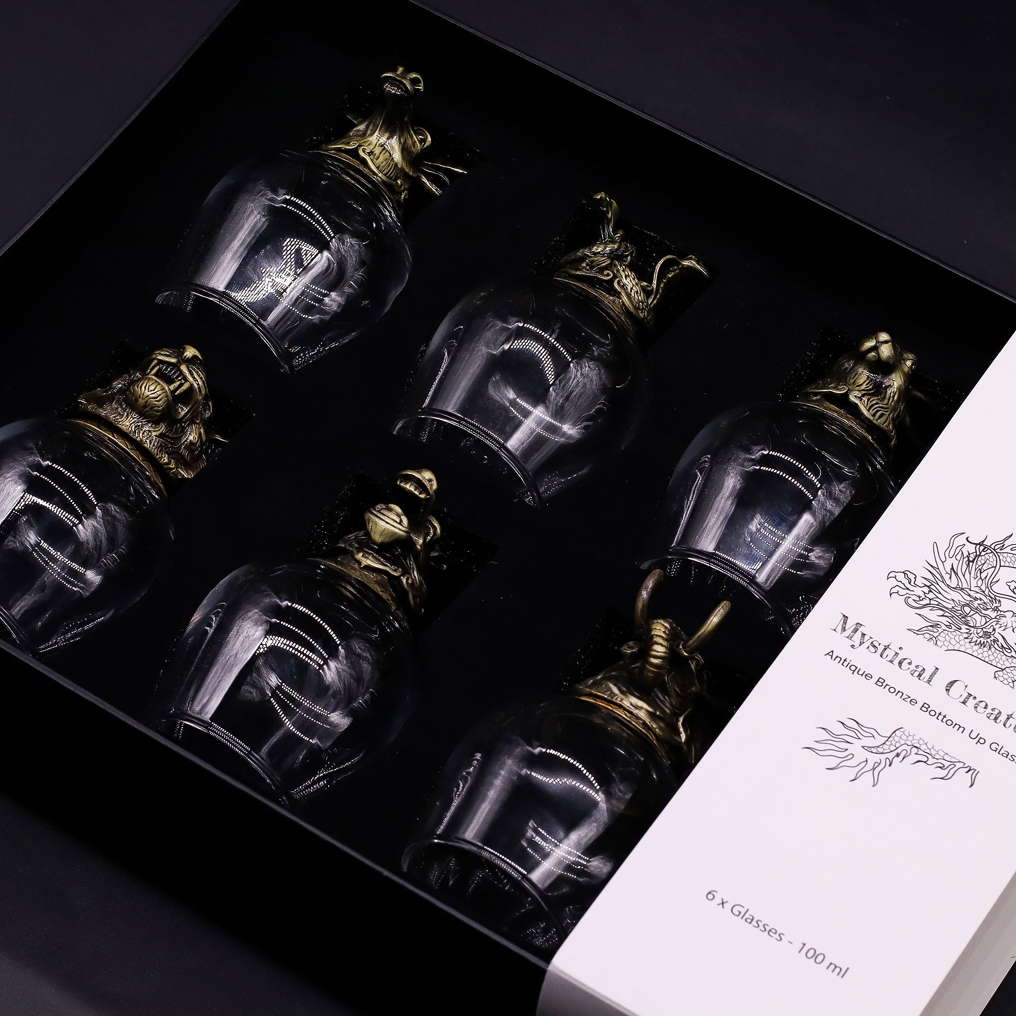 Gift Set of 6 Glasses (100ml) - Mystical Creatures - Antique Bronze - Image 8