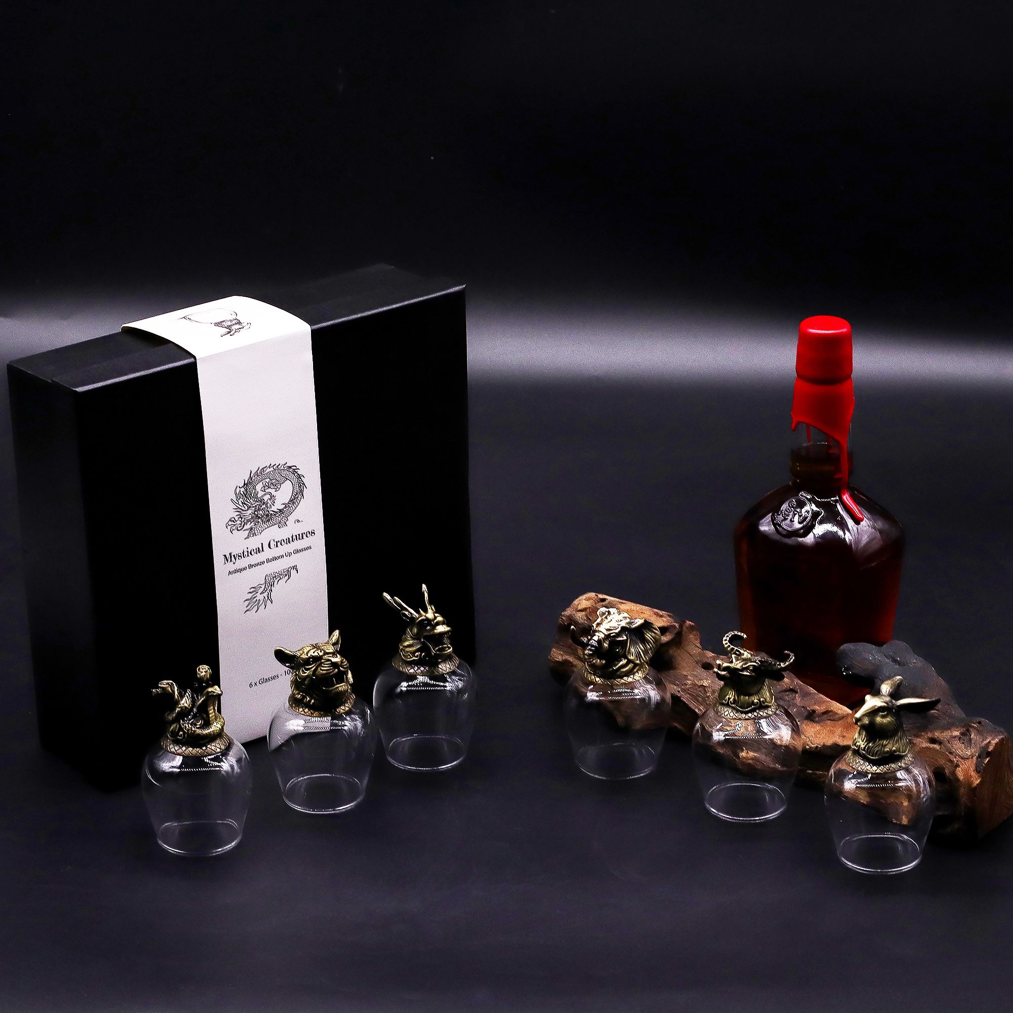 Gift Set of 6 Glasses (100ml) - Mystical Creatures - Antique Bronze - Image 9