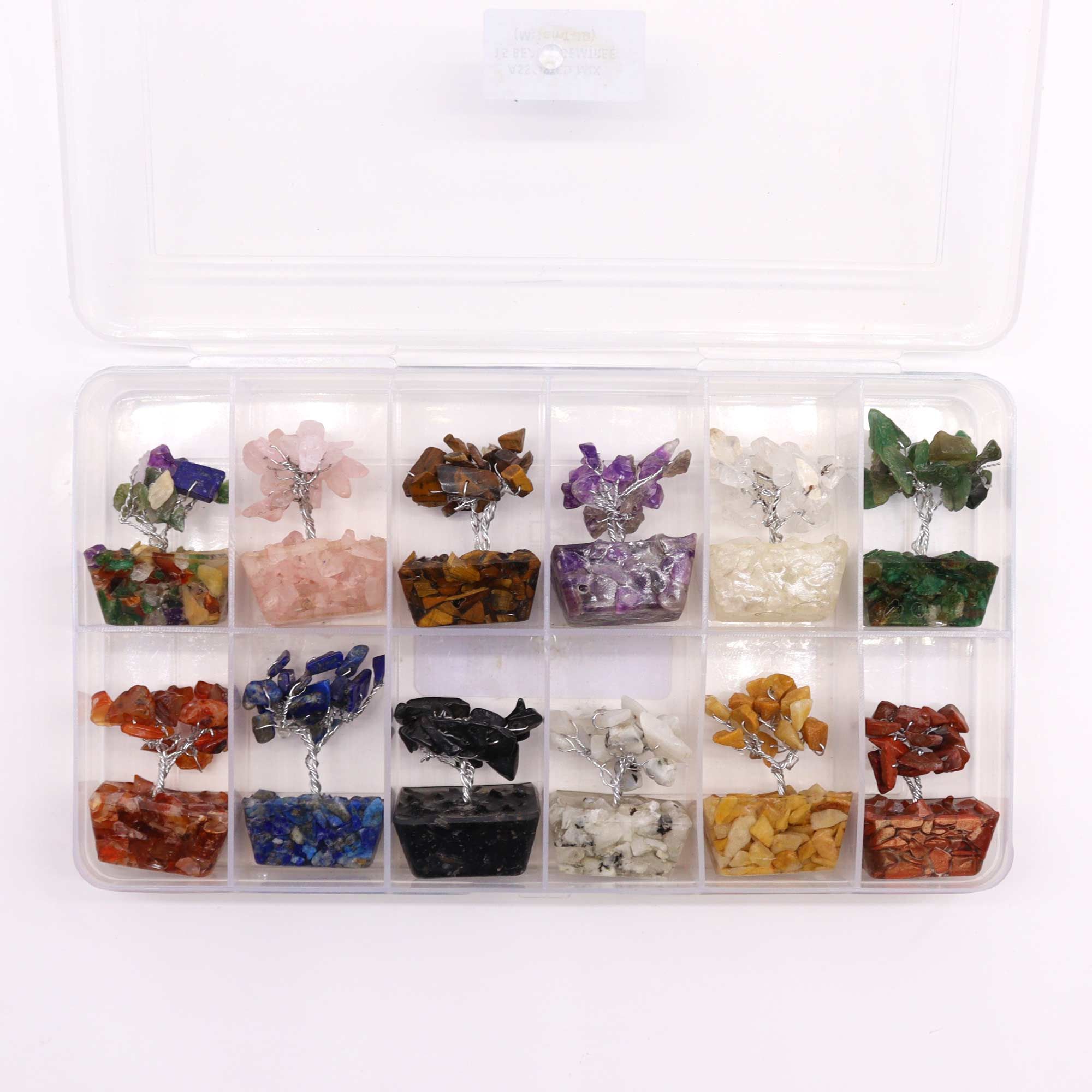 Box of 12 Mini Gemstone Trees On Orgonite Base - Assorted Mix (15 stones) - Image 2
