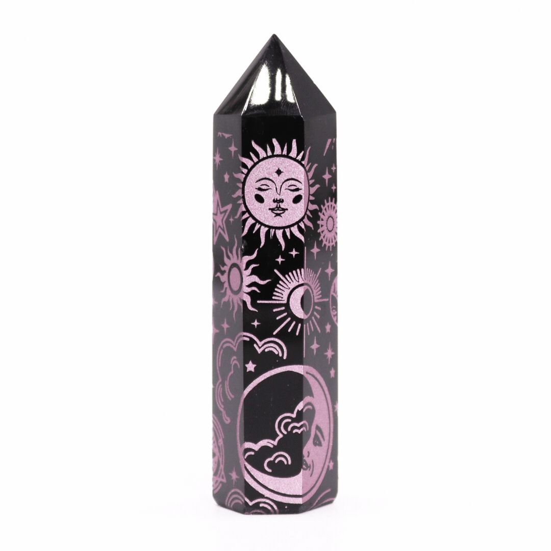 Black Obsidian Points (approx 60-70 gm 9cm) - Mystic Story - Rose Pink - Image 8