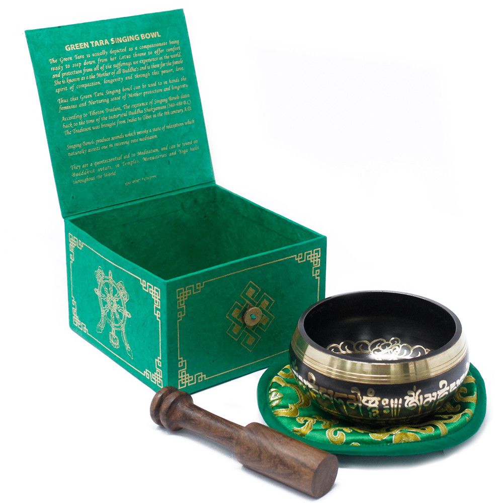 Green Tara Singing Bowl Set 10cm (min 380gm) - Image 9