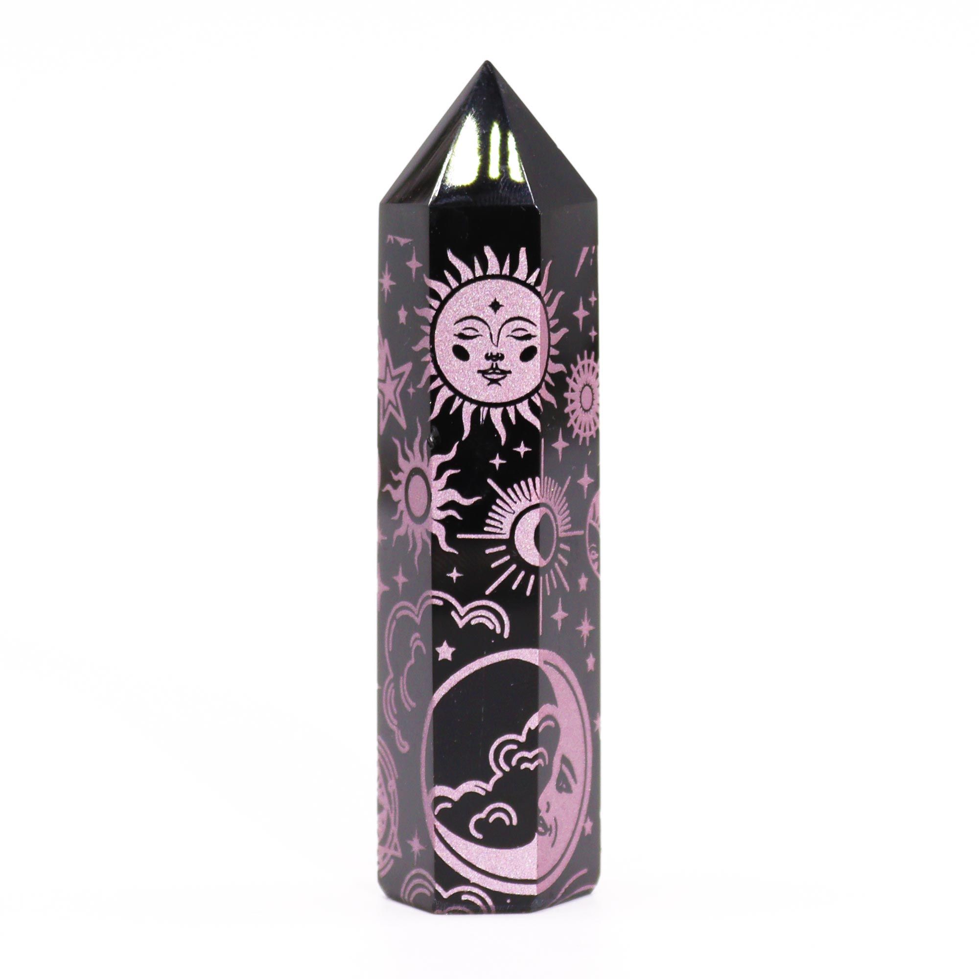 Black Obsidian Points (approx 60-70 gm 9cm) - Mystic Story - Rose Pink - Image 7