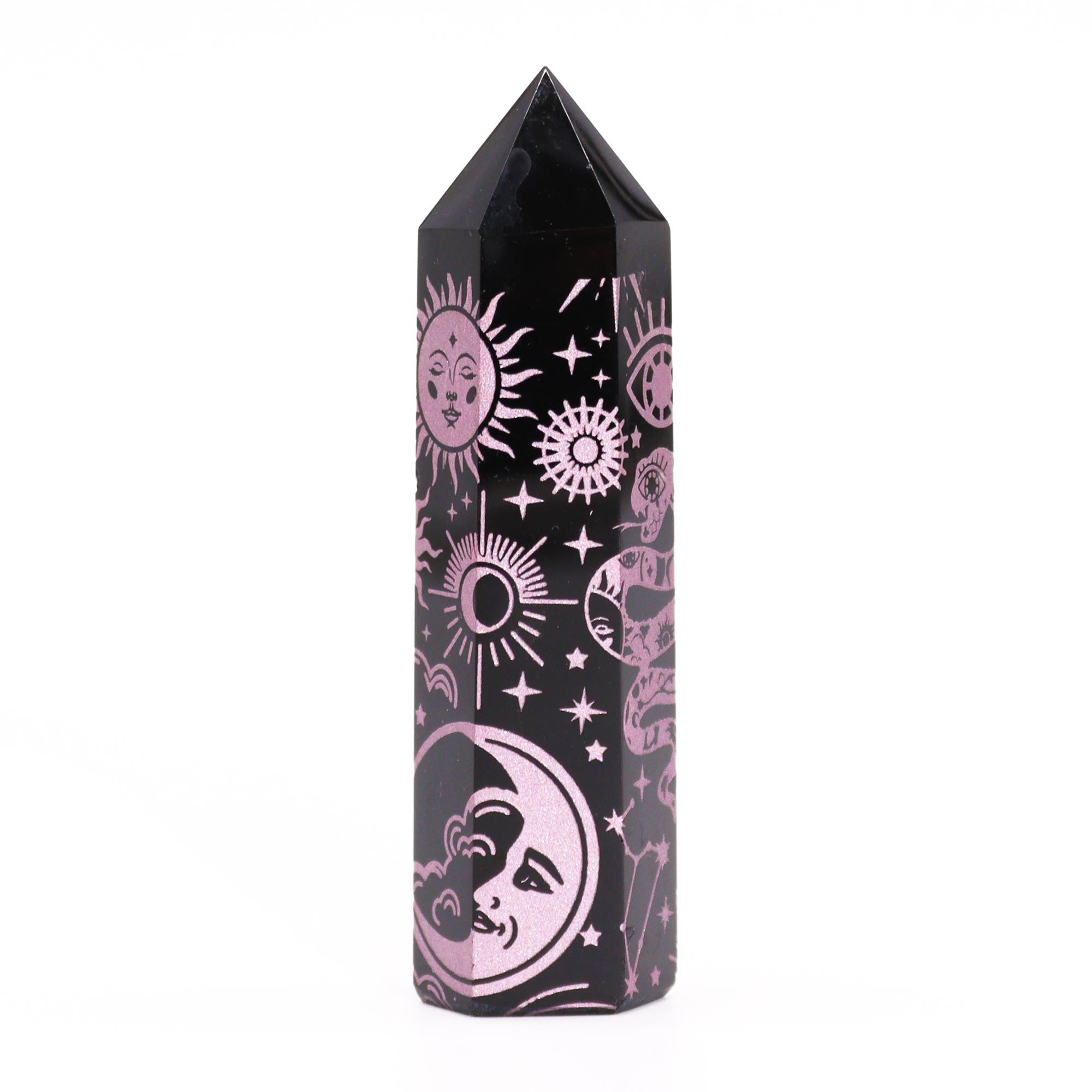 Black Obsidian Points (approx 60-70 gm 9cm) - Mystic Story - Rose Pink - Image 2