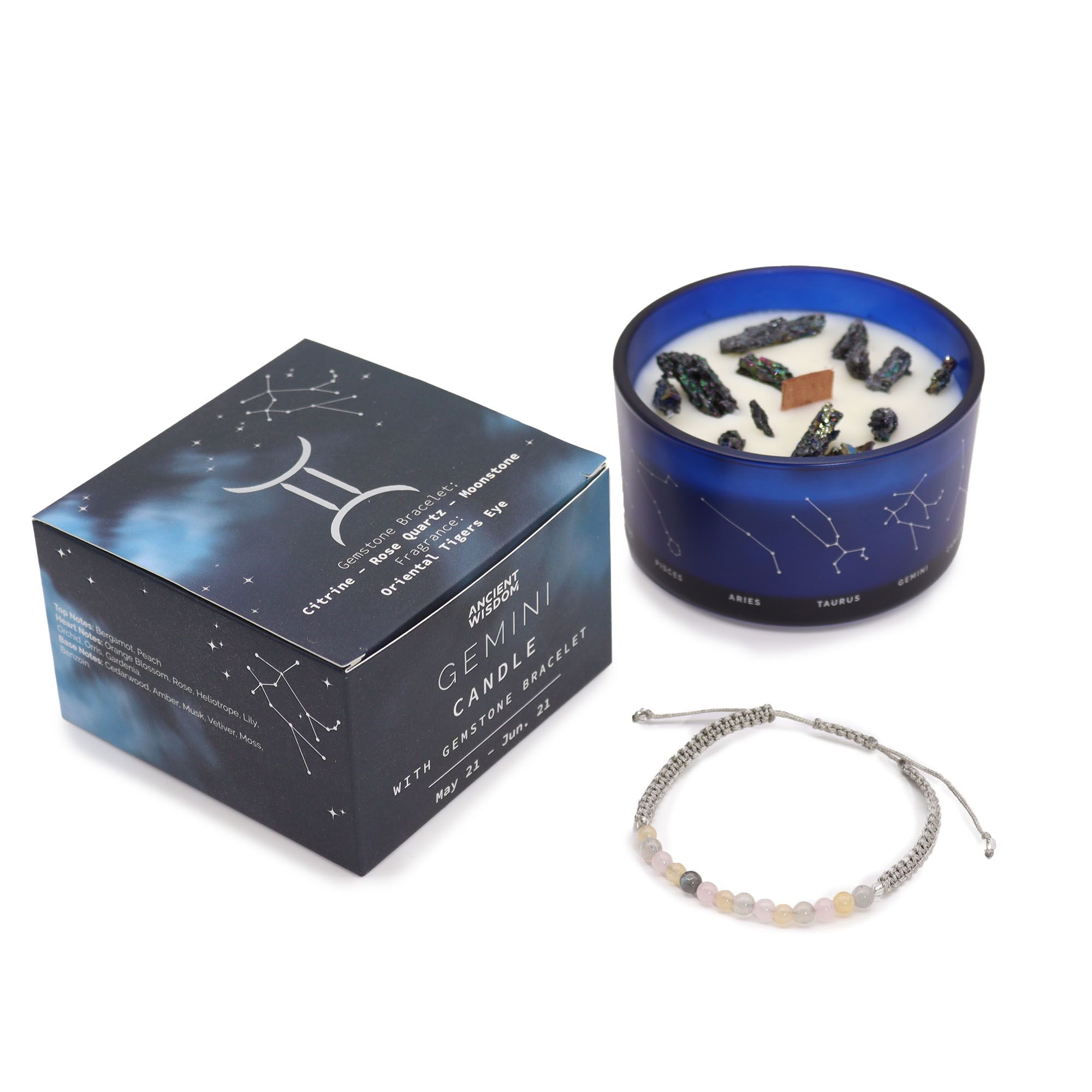 Zodiac Crystal Candle with Gemstone Bracelet - Gemini - Image 5