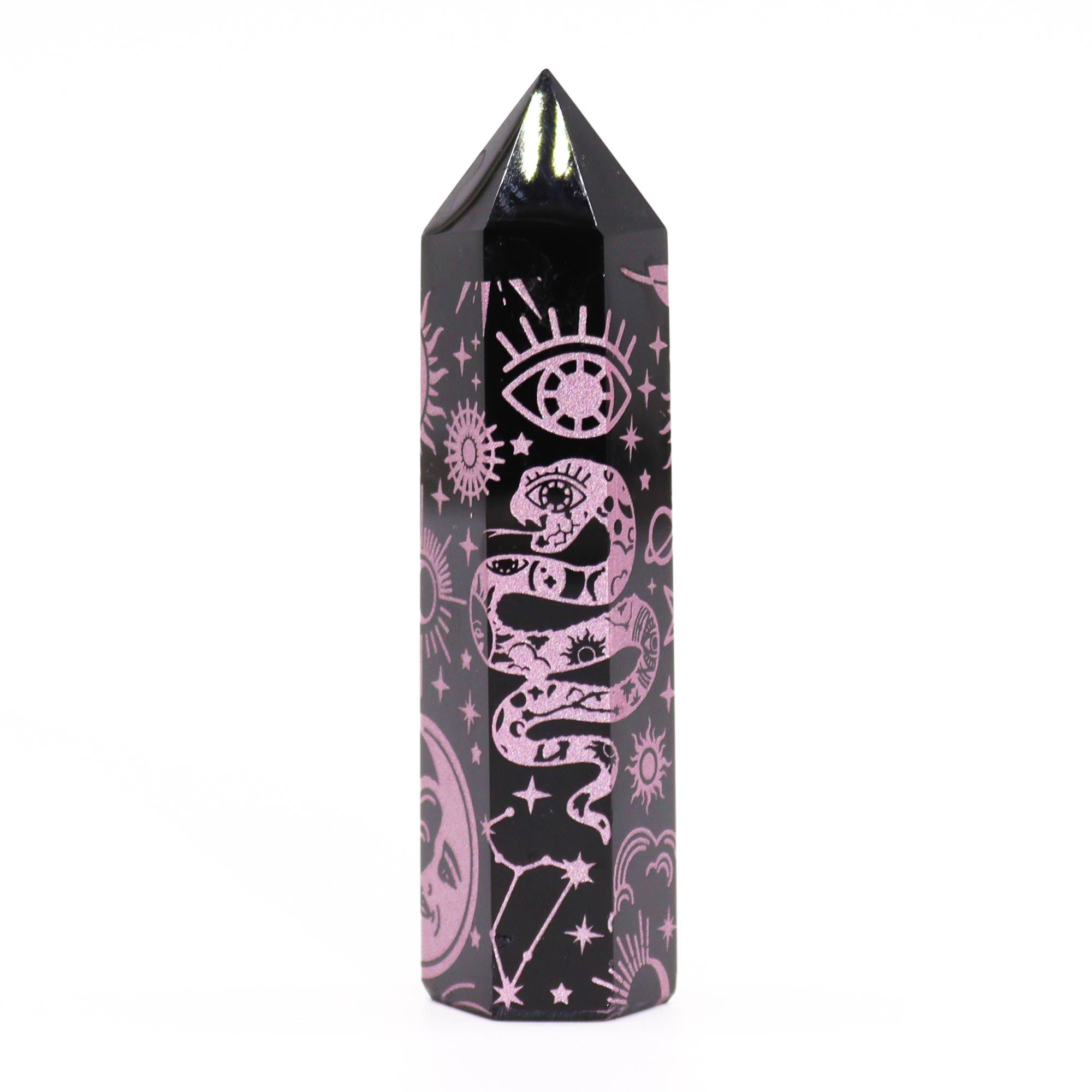 Black Obsidian Points (approx 60-70 gm 9cm) - Mystic Story - Rose Pink - Image 6