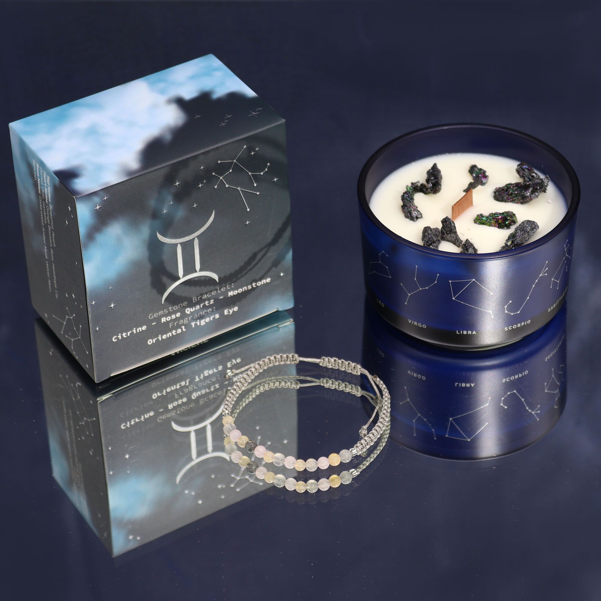Zodiac Crystal Candle with Gemstone Bracelet - Gemini - Image 6