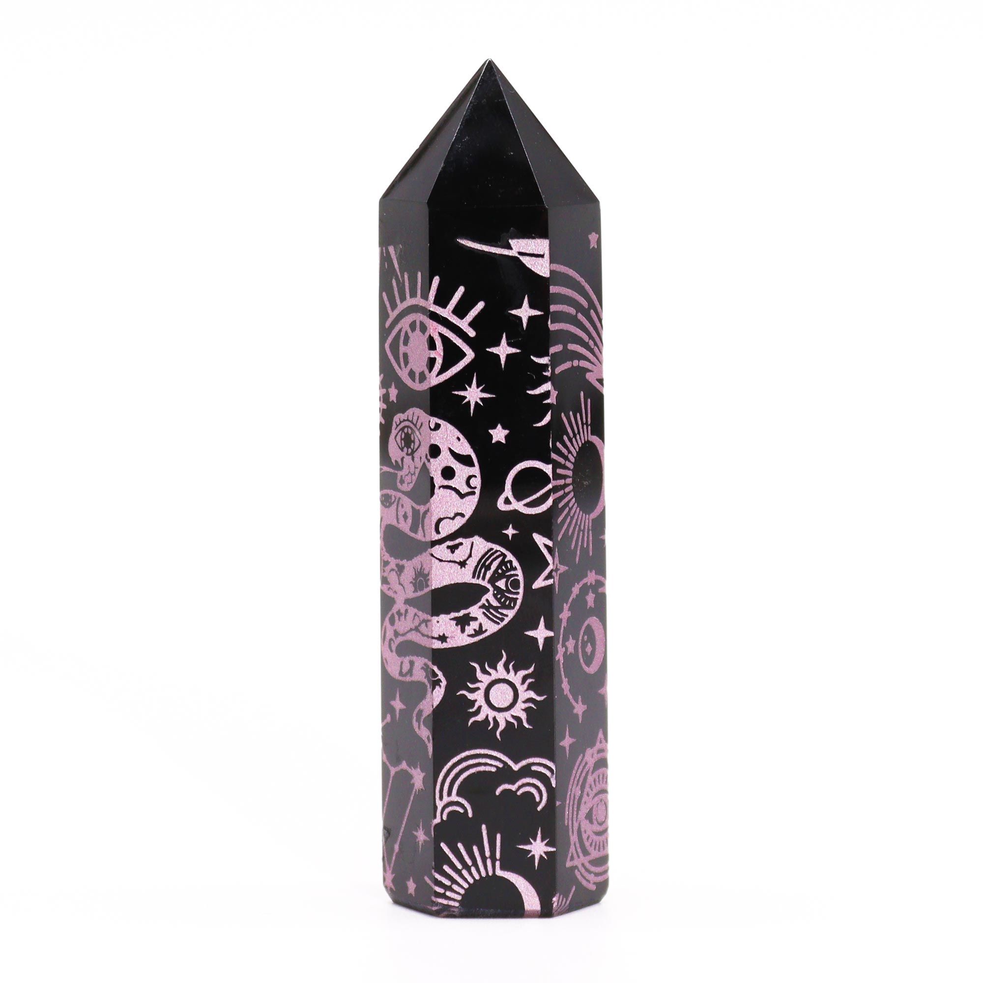 Black Obsidian Points (approx 60-70 gm 9cm) - Mystic Story - Rose Pink - Image 5