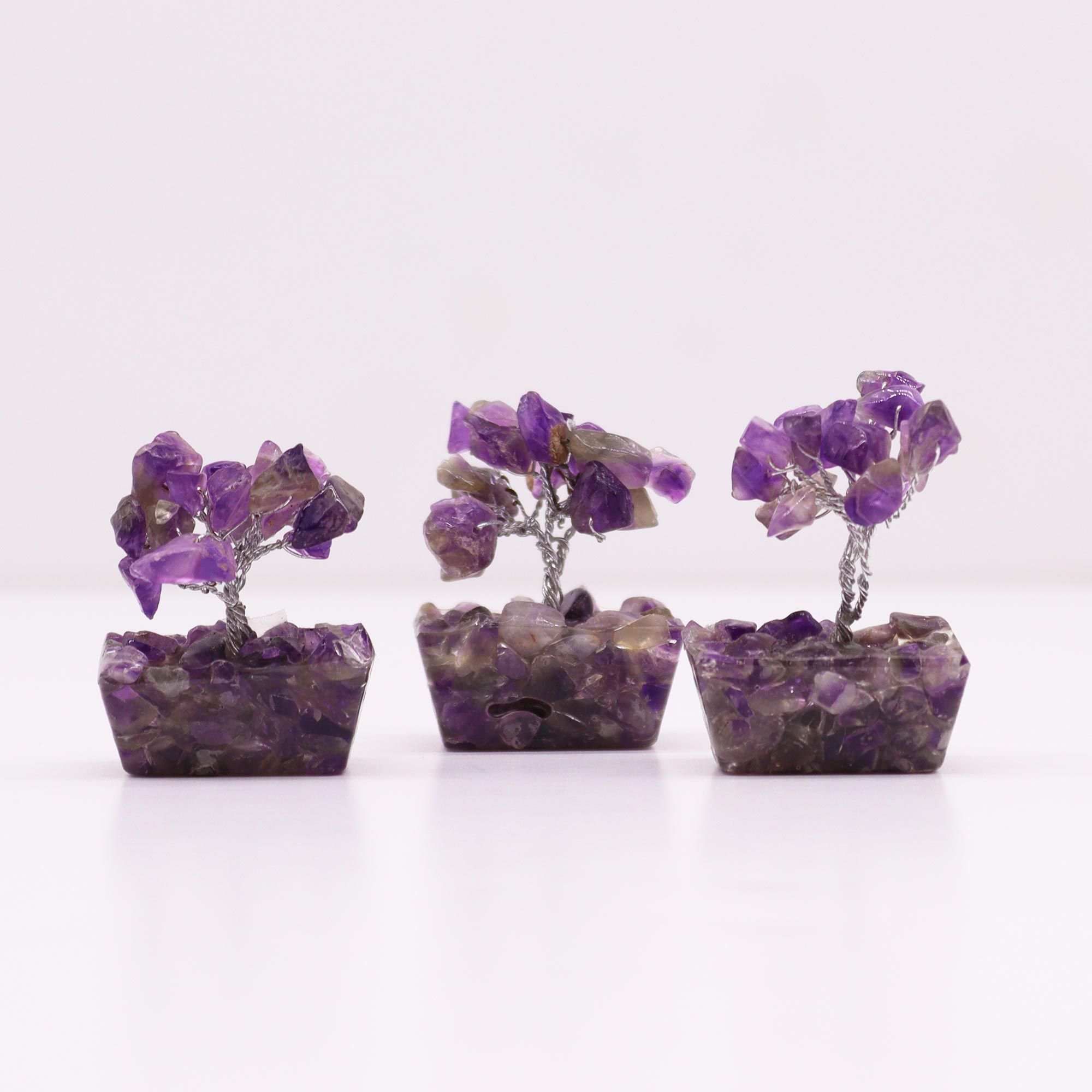 Mini Gemstone Trees On Orgonite Base - Amethyst (15 stones) - Image 5