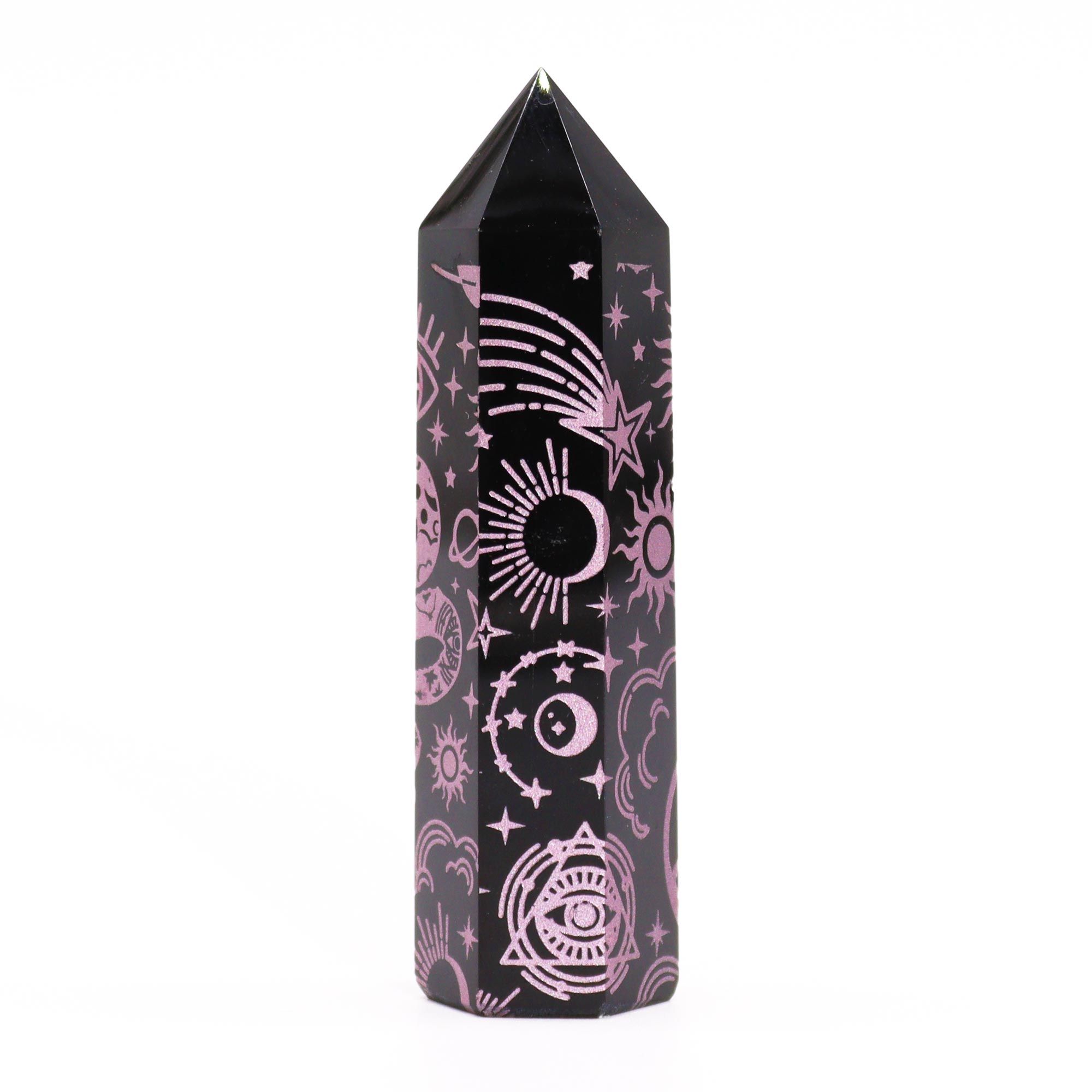 Black Obsidian Points (approx 60-70 gm 9cm) - Mystic Story - Rose Pink - Image 4