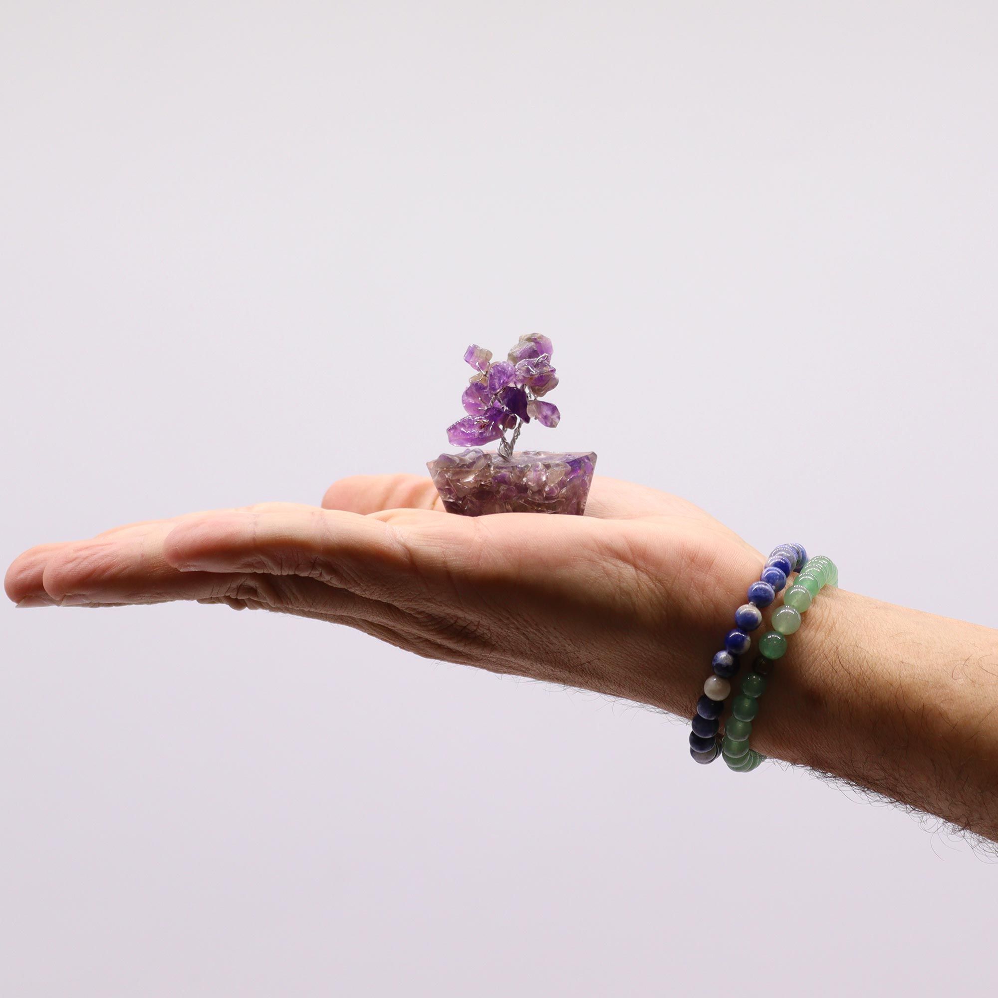 Mini Gemstone Trees On Orgonite Base - Amethyst (15 stones) - Image 4