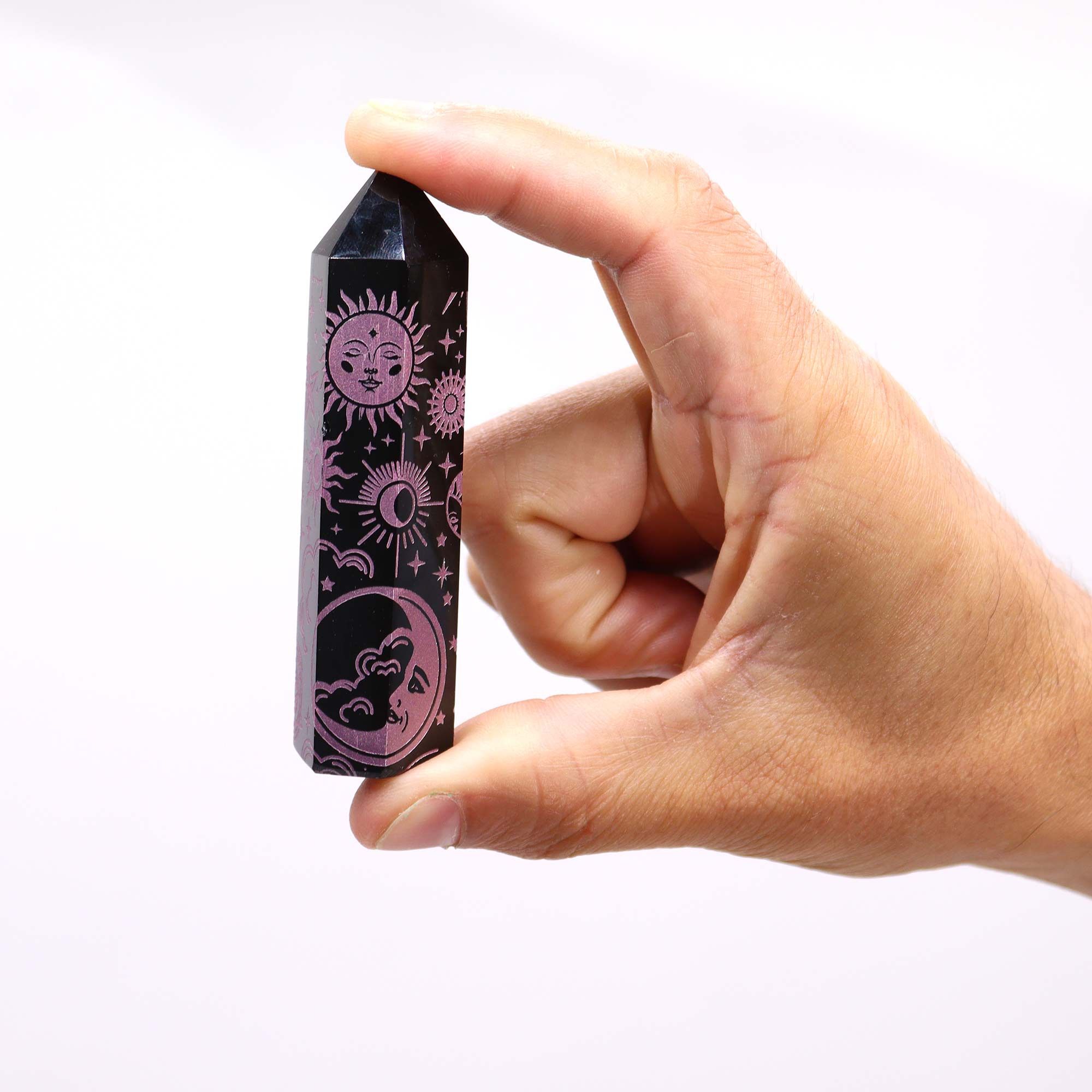 Black Obsidian Points (approx 60-70 gm 9cm) - Mystic Story - Rose Pink - Image 3