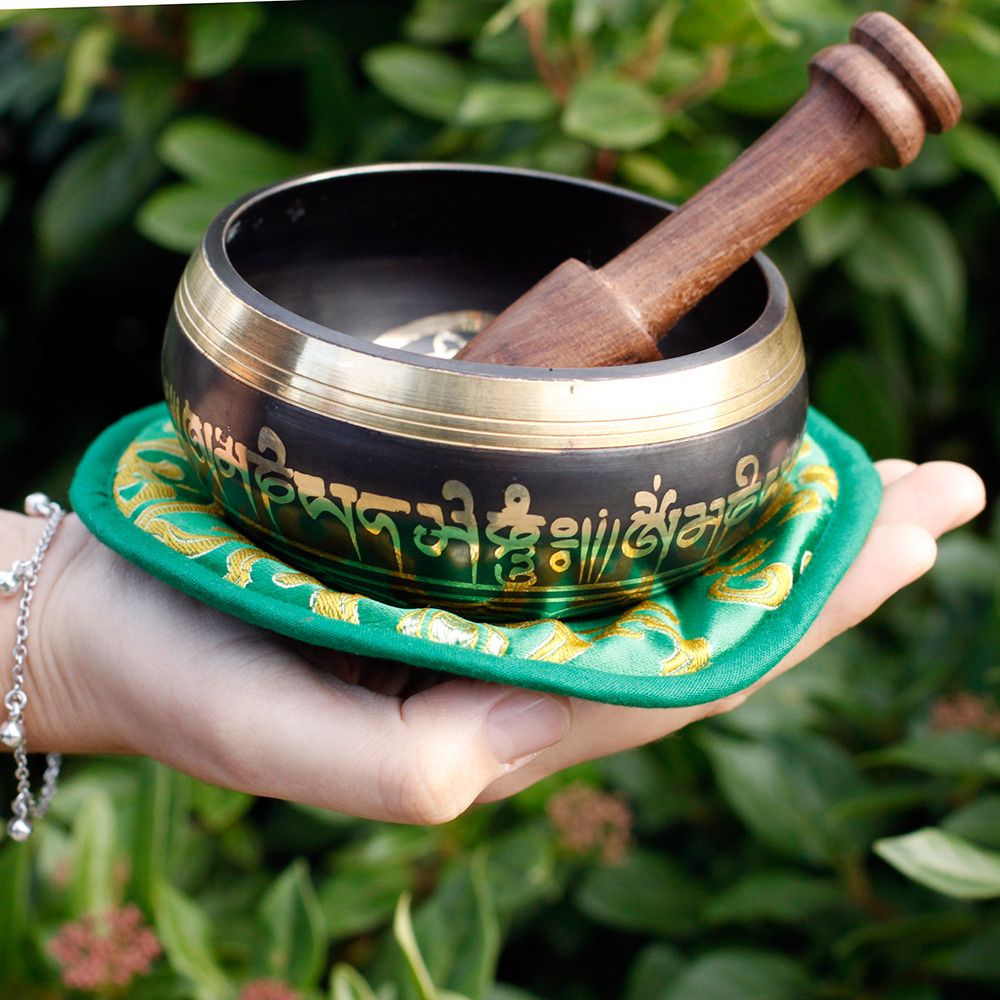 Green Tara Singing Bowl Set 10cm (min 380gm) - Image 7