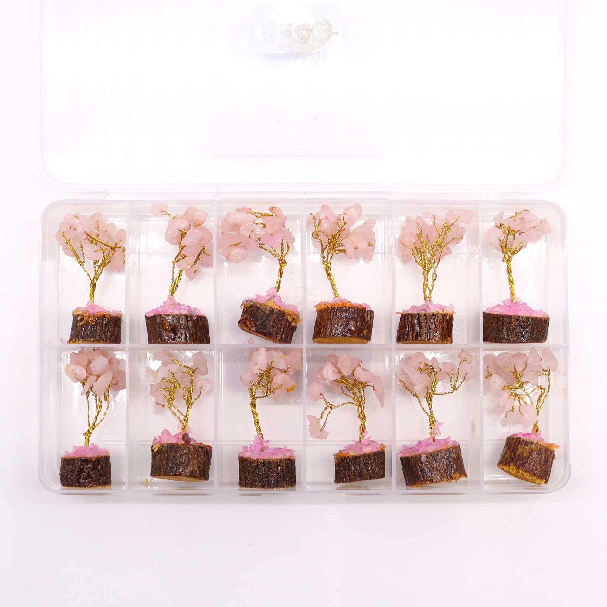 Mini Gemstone Trees On Wood Base - Rose Quartz (15 stones) - Image 5