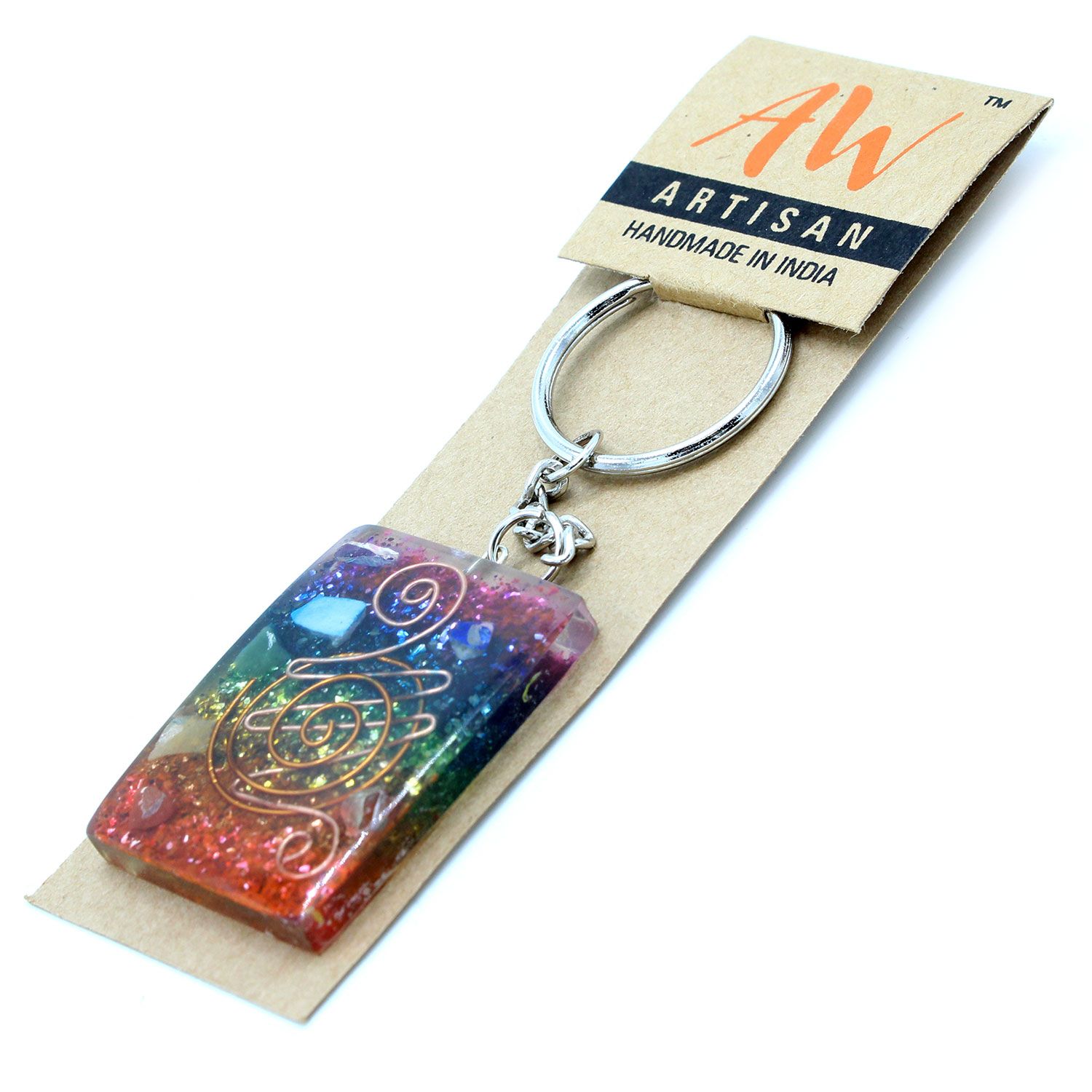 Orgonite Power Keyring - Home Protect Copper and Chakra - Image 2