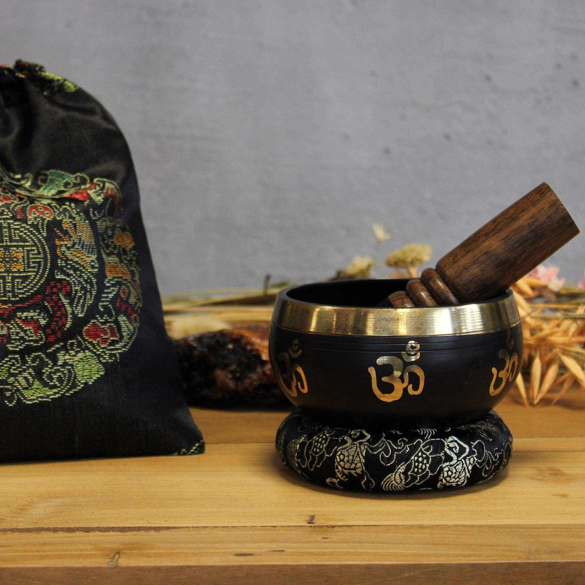 Yoga Om Singing Bowl Set - Image 3