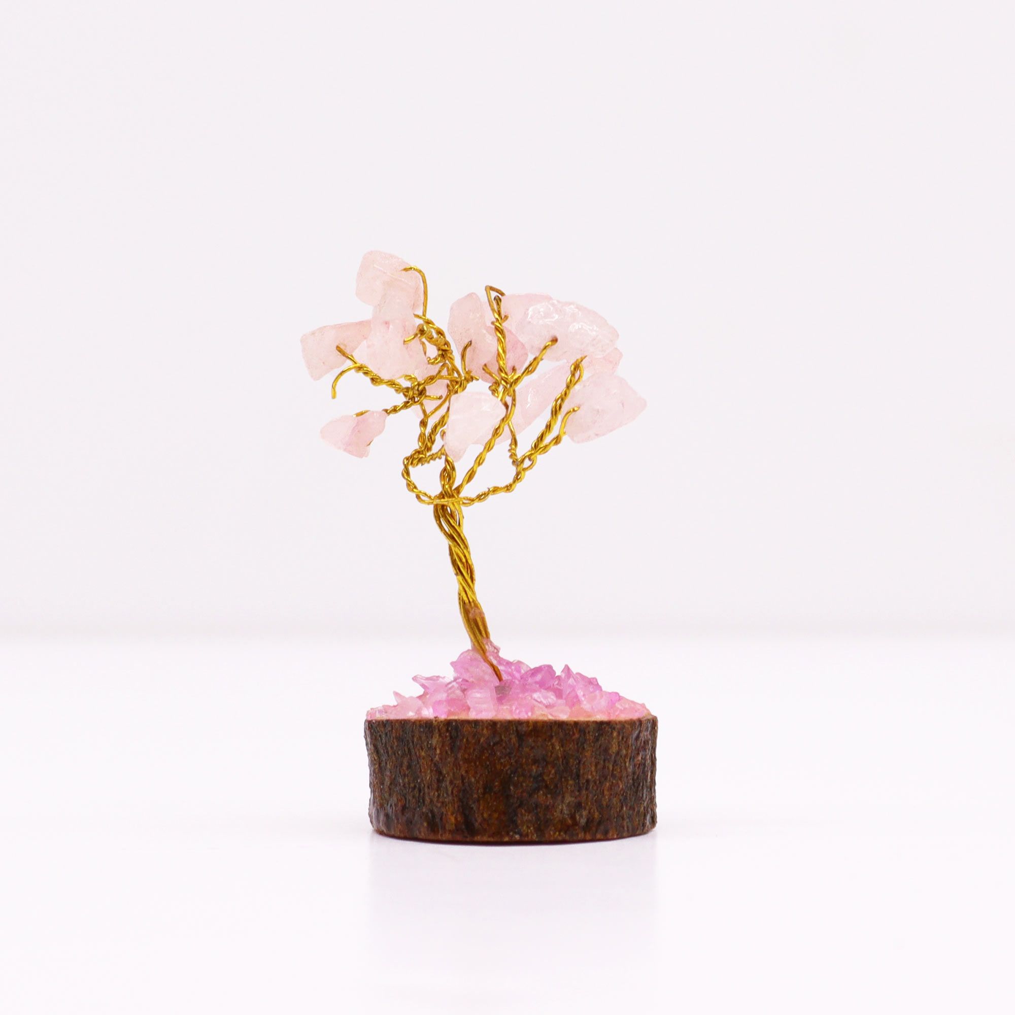 Mini Gemstone Trees On Wood Base - Rose Quartz (15 stones) - Image 3